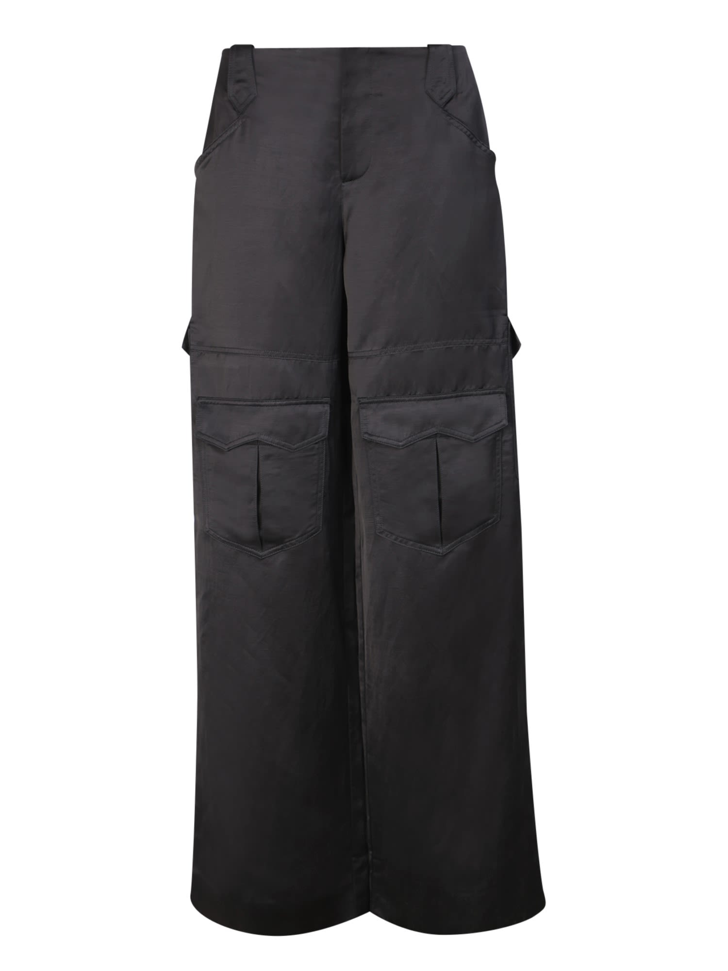 Shop Tom Ford Black Satin Cargo Trousers