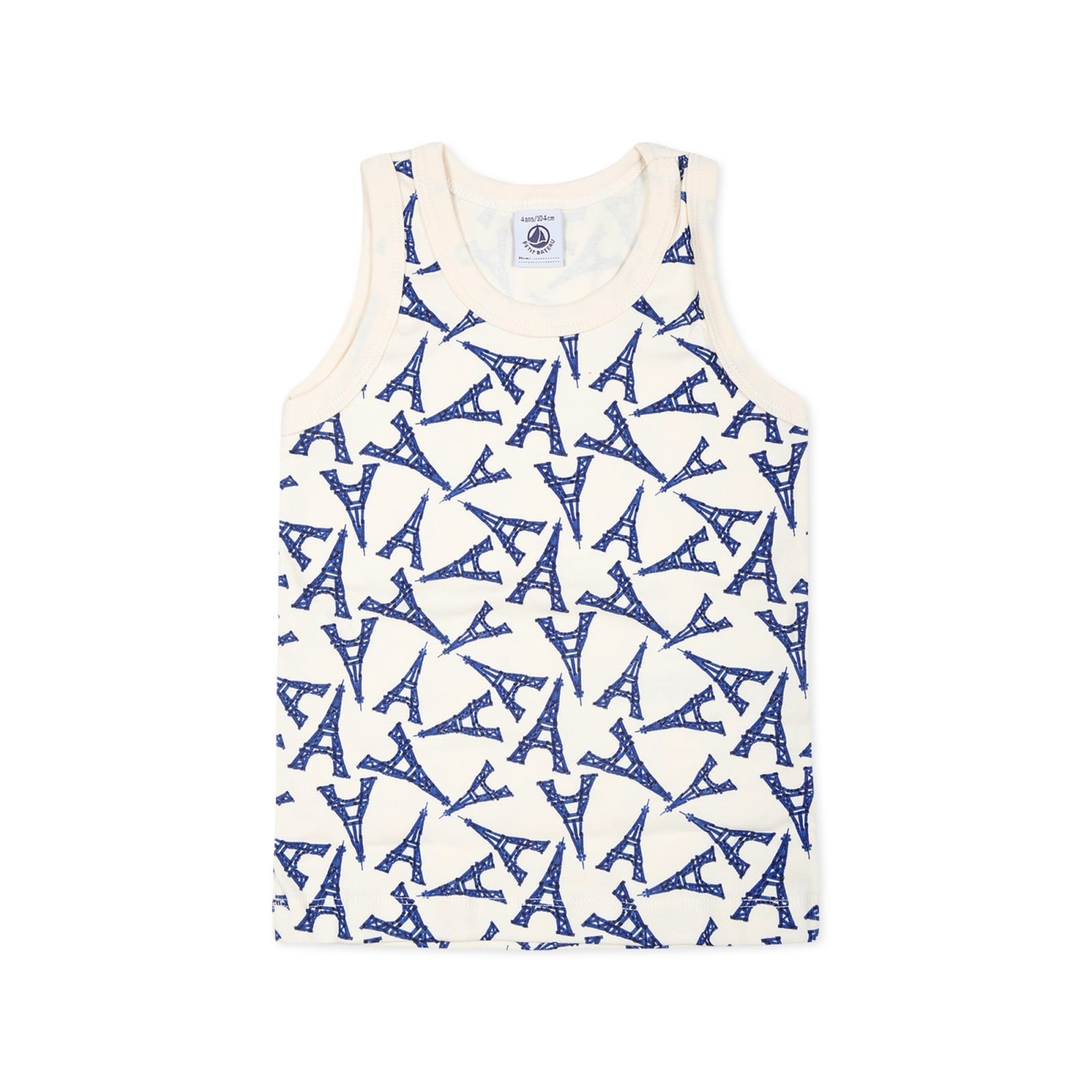 Petit Bateau Multicolor Tank Top Set For Girl With Tour Eiffel In Ivory