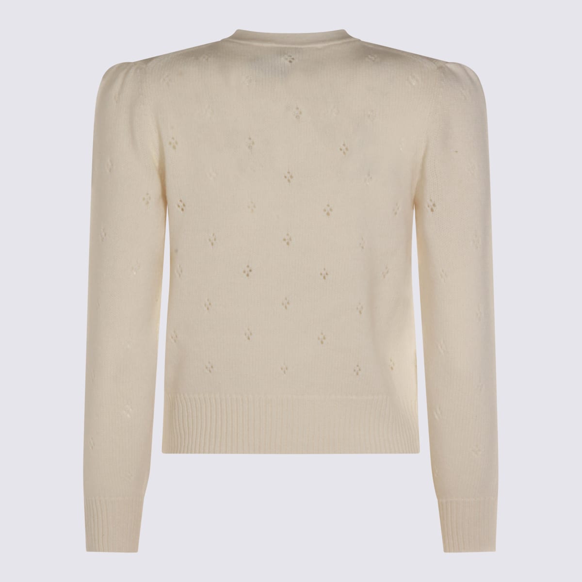 Chloé Wool And Cashmere Fitted Sweater With An Openwork Motif Clothing In Neutral
