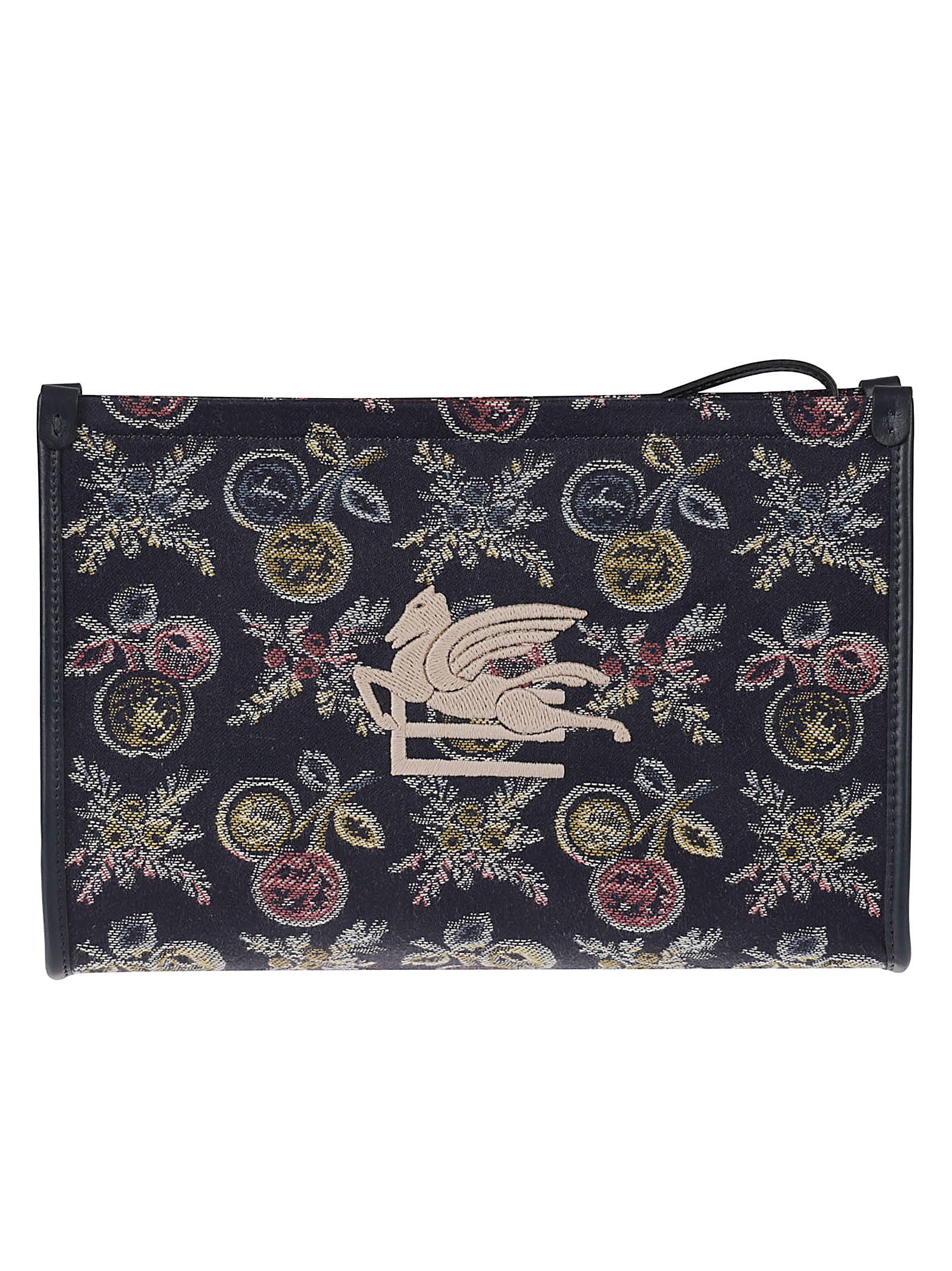 Etro Logo Top Zip Clutch