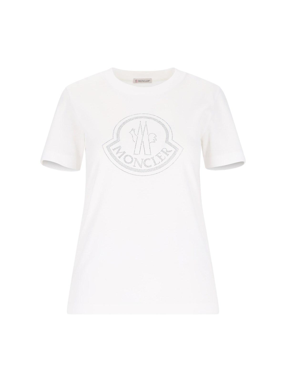 Shop Moncler Logo T-shirt With Studs In White