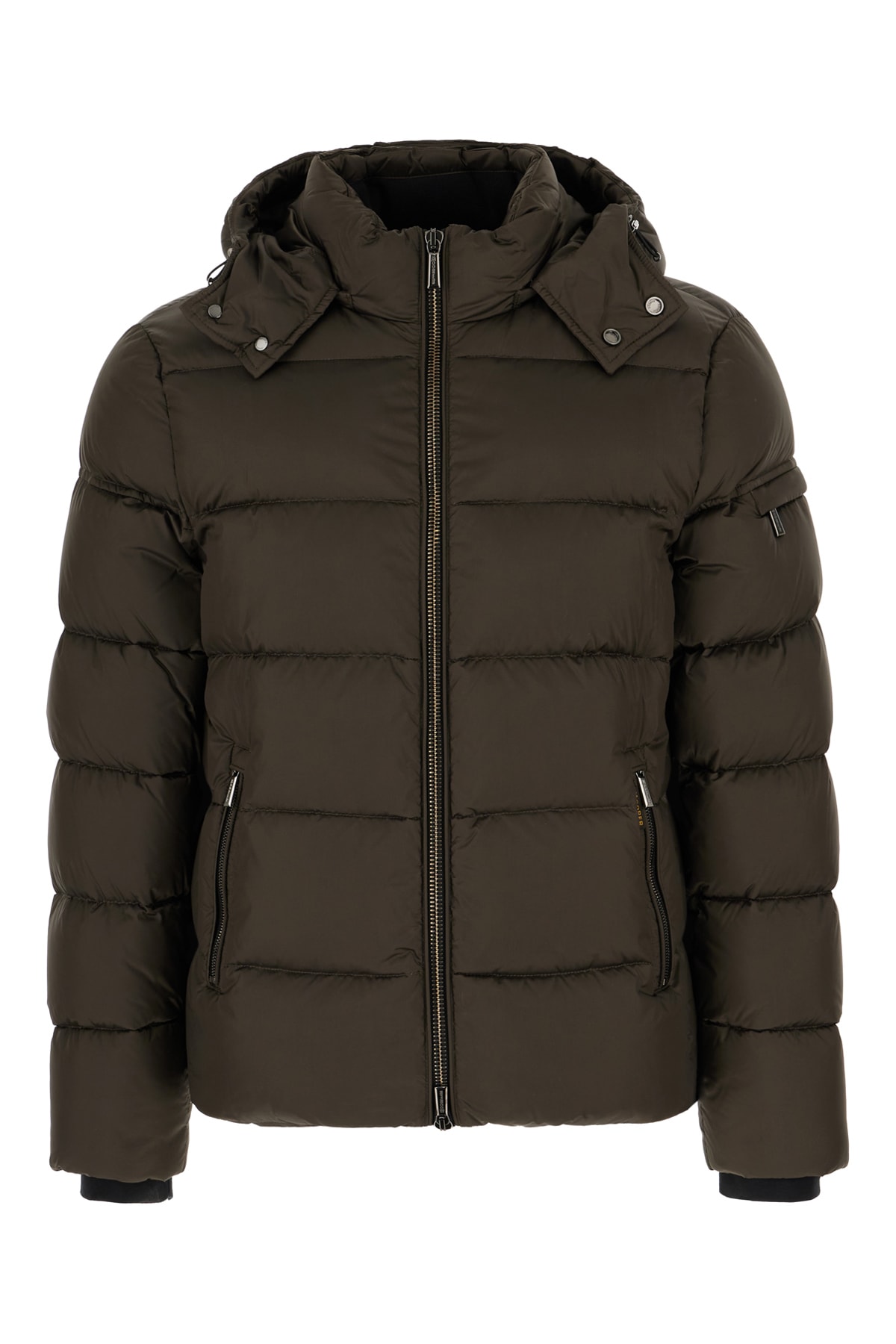 Moorer Mud Nylon Bret Down Jacket In Militare