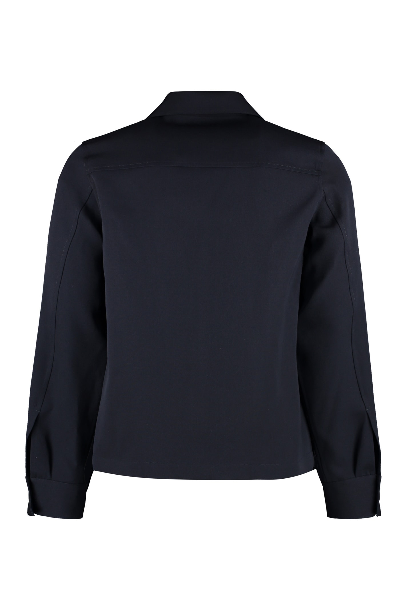 Jil Sander Black Long Sleeve Wool Gabardine Shirt | ModeSens