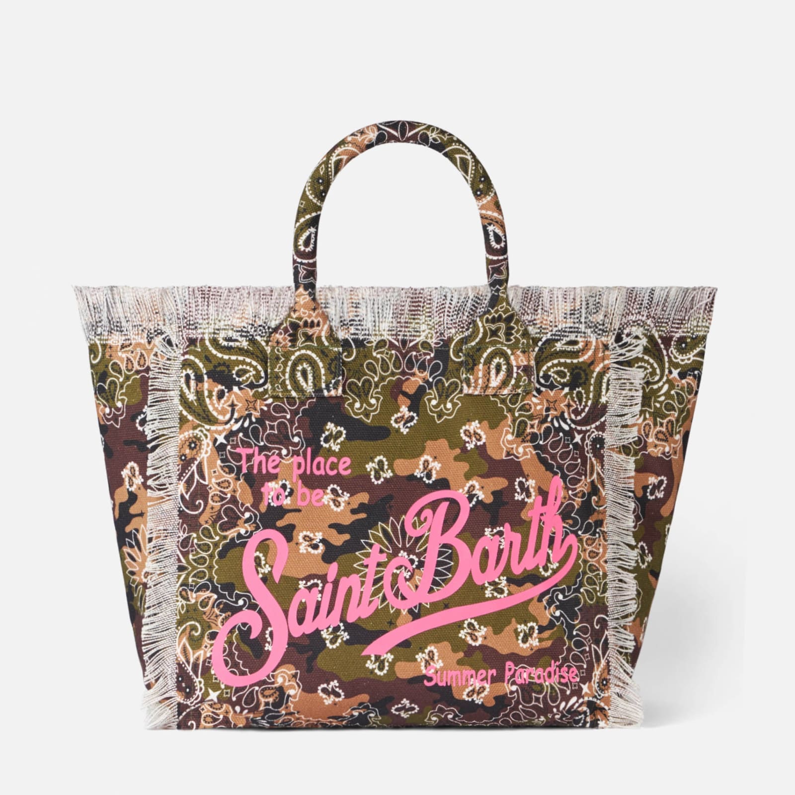 MC2 SAINT BARTH VANITY CANVAS SHOULDER BAG WITH BANDANNA CAMOUFLAGE PRINT