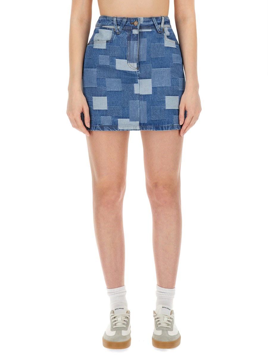 Shop Apc Mary-jane Skirt In Blu