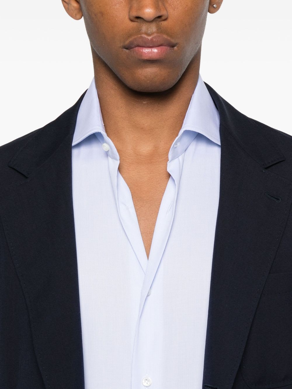 Barba Napoli Barba Long Sleeve Shirt With Semi-rigid Collar And Buttons In Blue