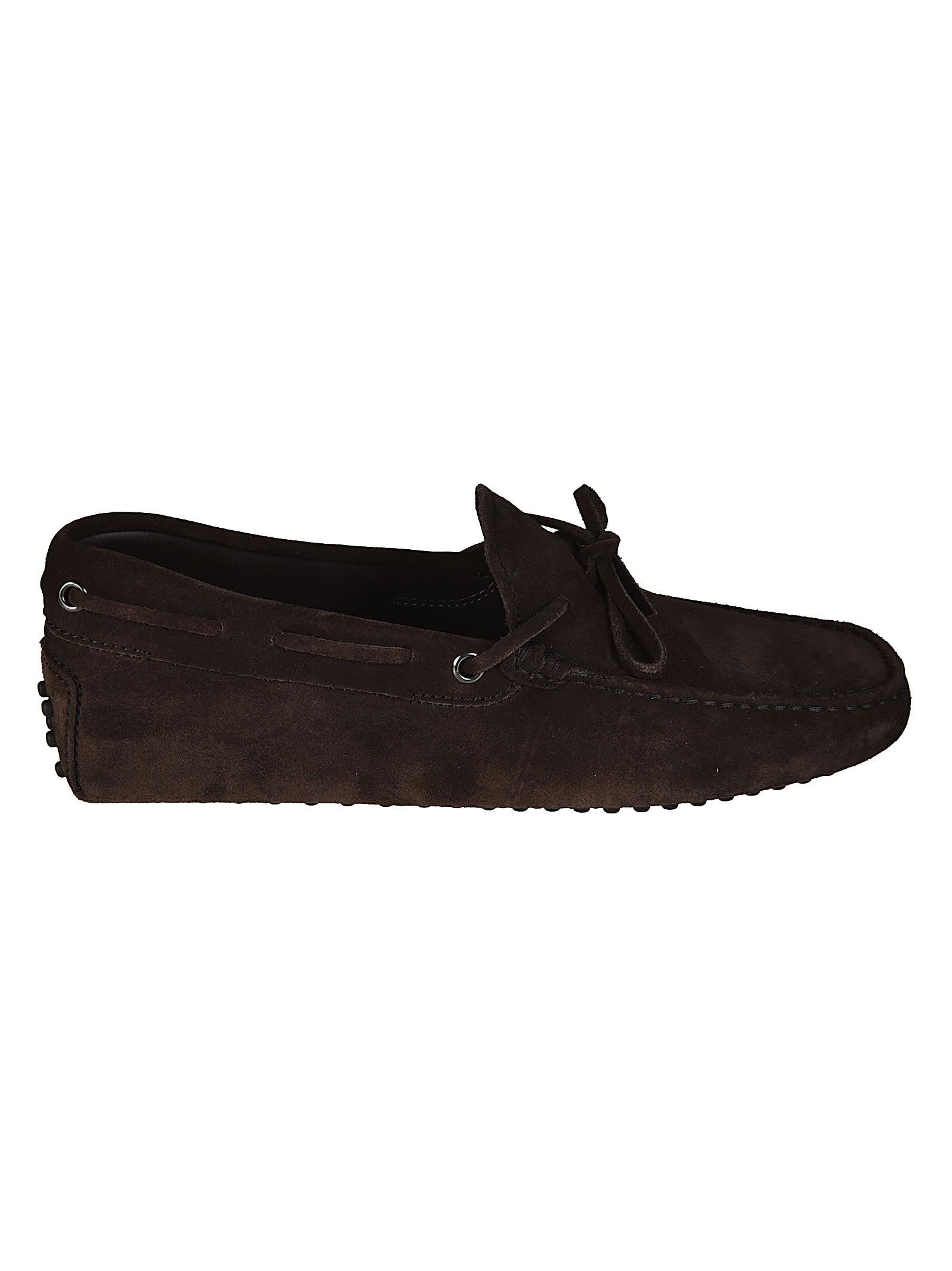 Tods Rubber Moccasin In Brown Suede Leather