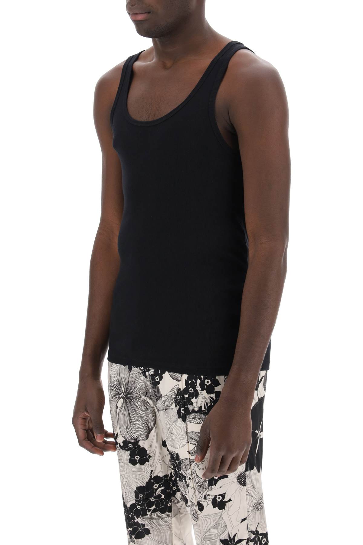 Tom Ford Ribbed Cotton And Modal-blend Tank Top In Nero (black)