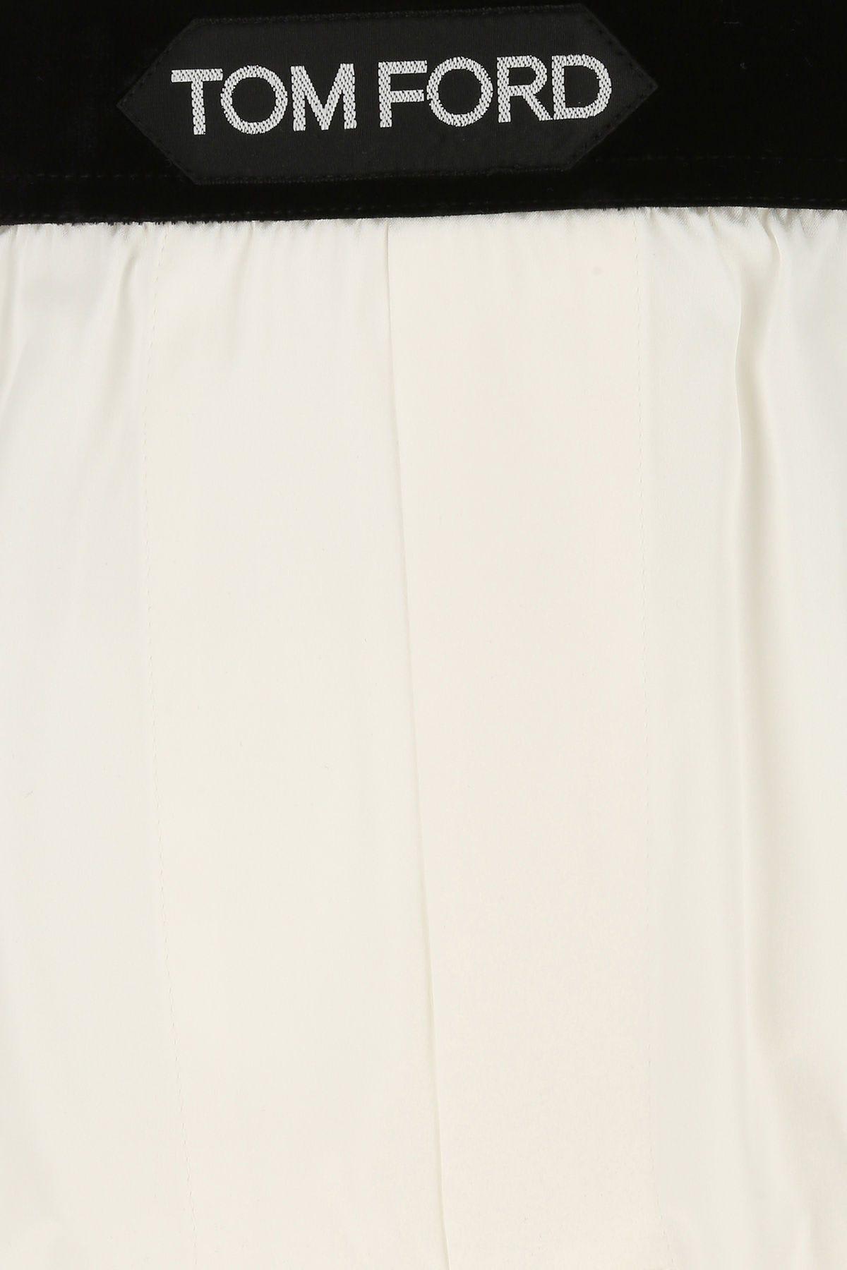 Tom Ford Ivory Stretch Silk Boxer In White