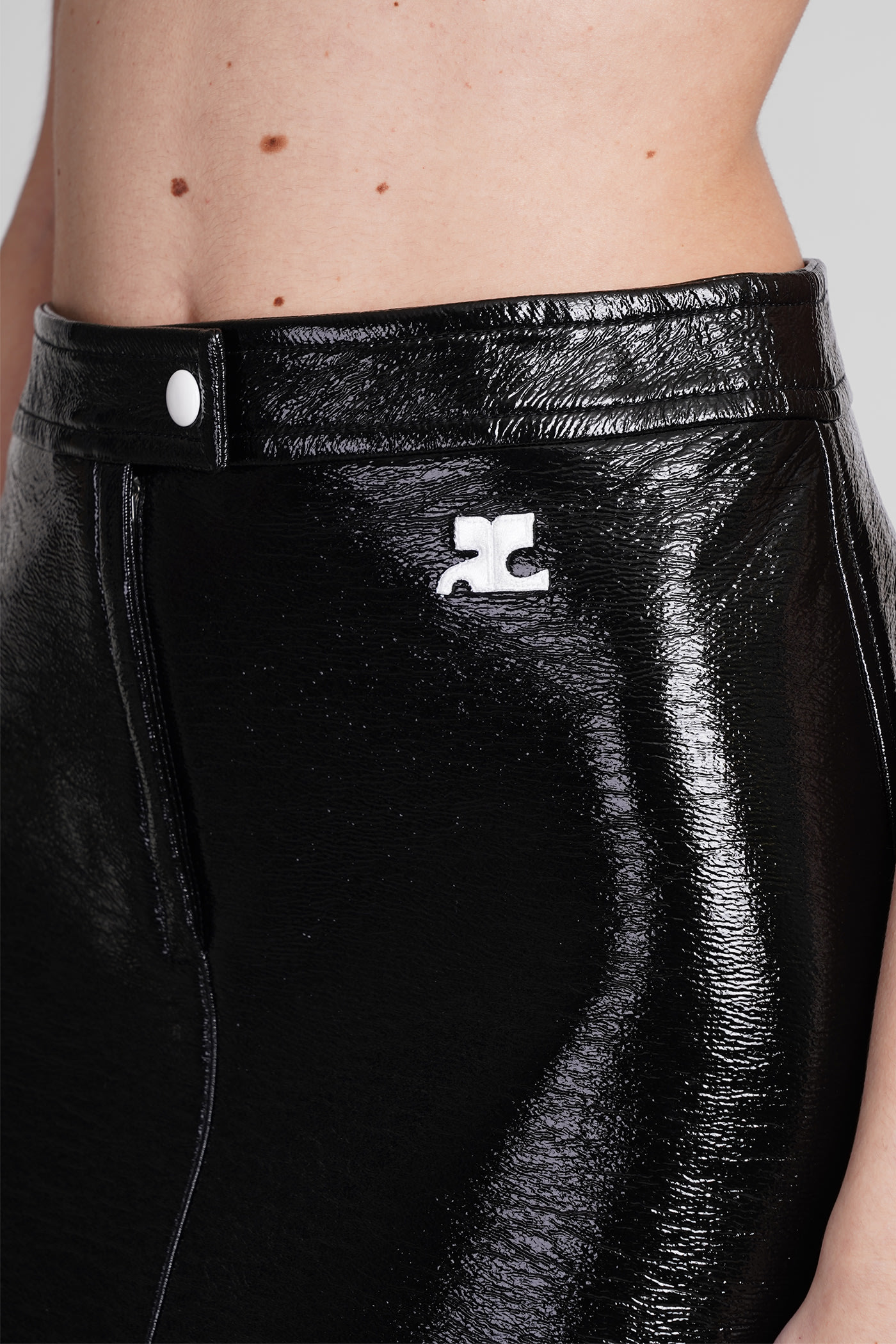 Courrèges Reedition Vinyl Mini Skirt In Black