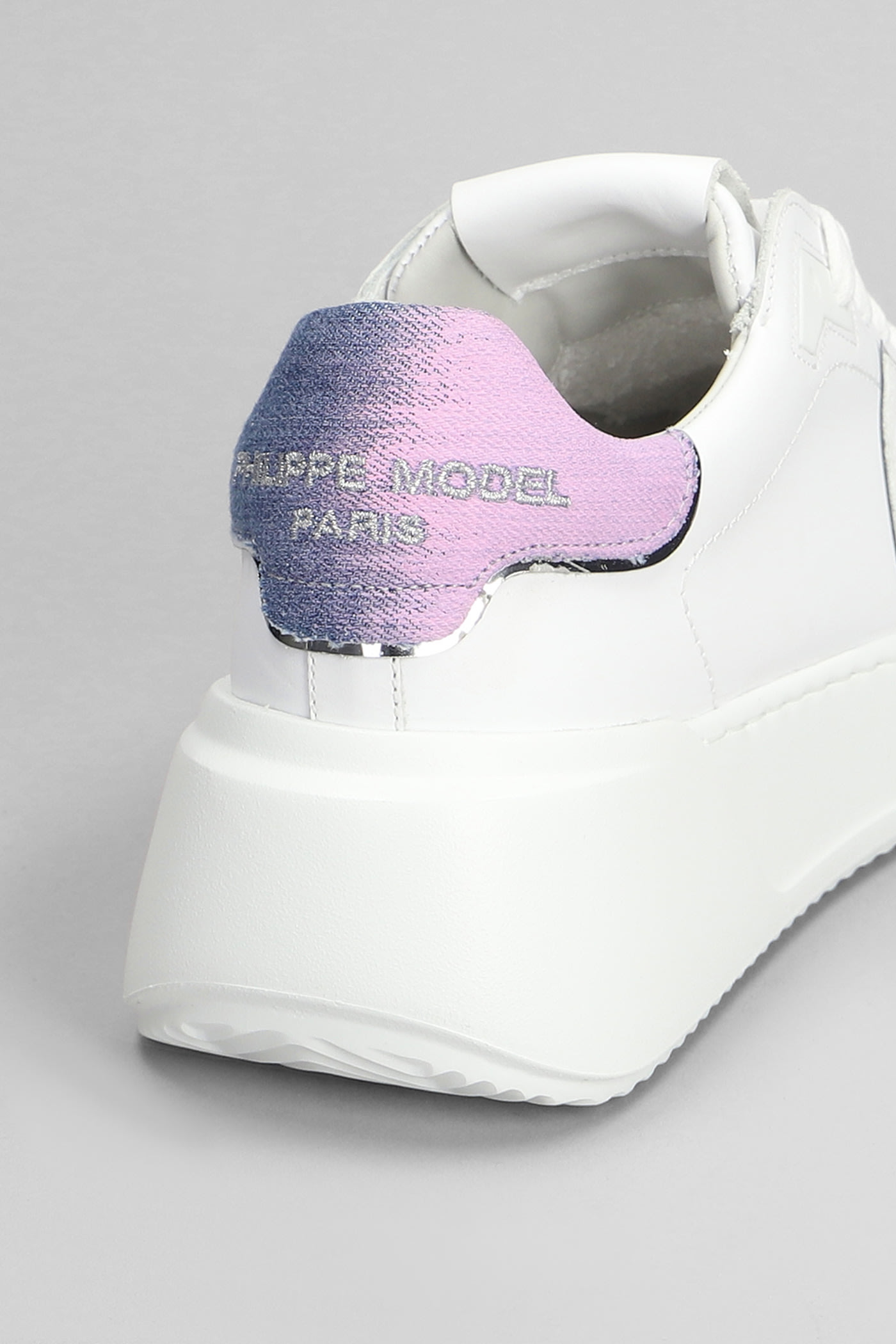 Shop Philippe Model Tres Temple Low Sneakers In White Leather