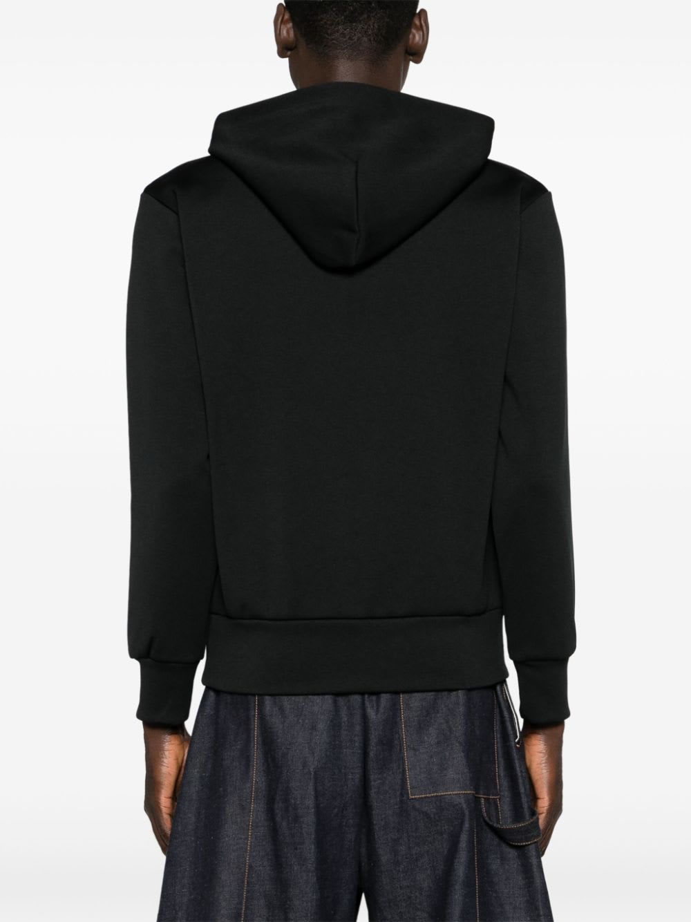 Comme Des Garçons Logo Cotton Hoodie With Drawstring Hood In Black