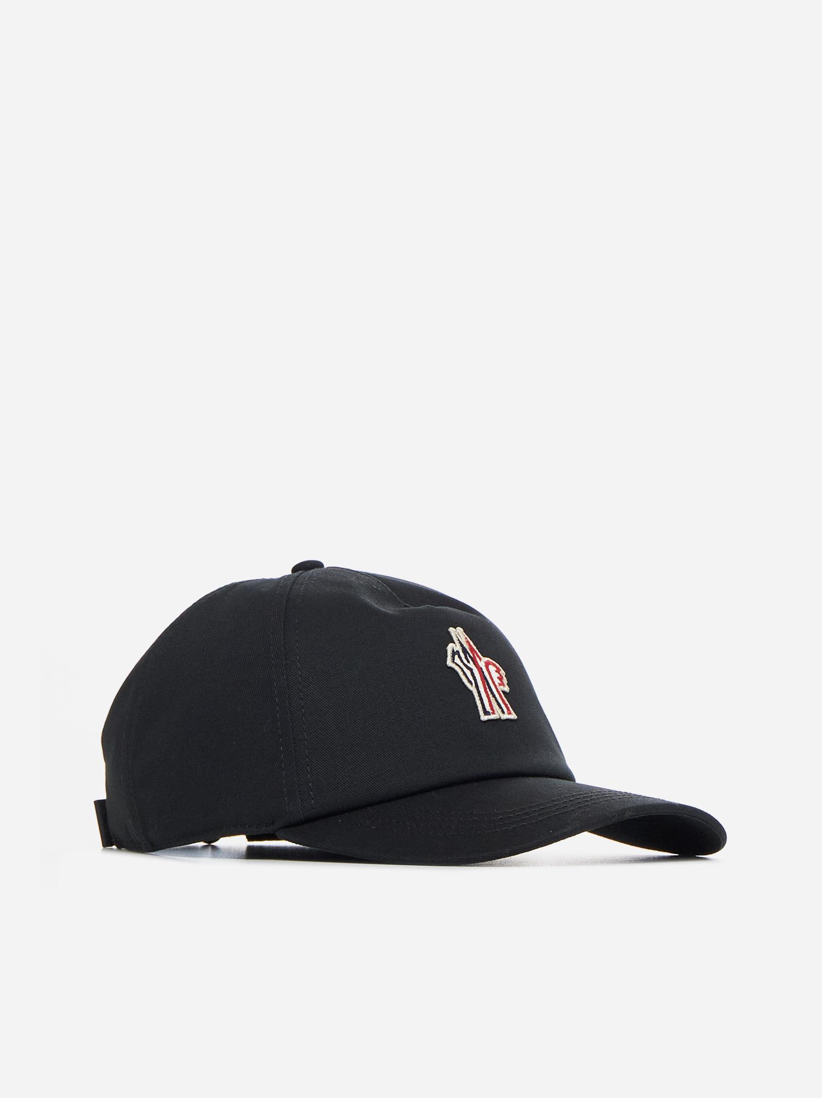 Shop Moncler Logo Cotton Baseball Cap In Black