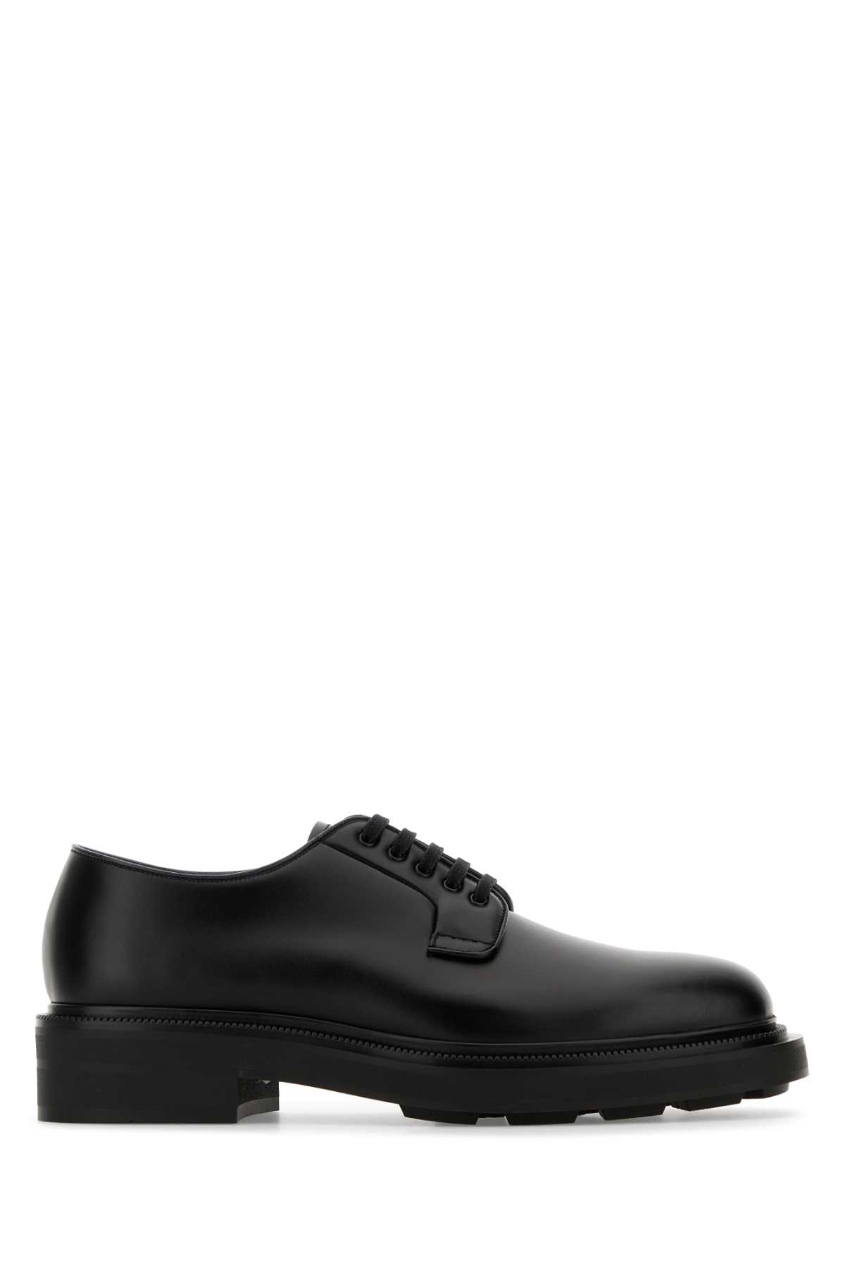 Shop Prada Black Leather Lace-up Shoes In Nero