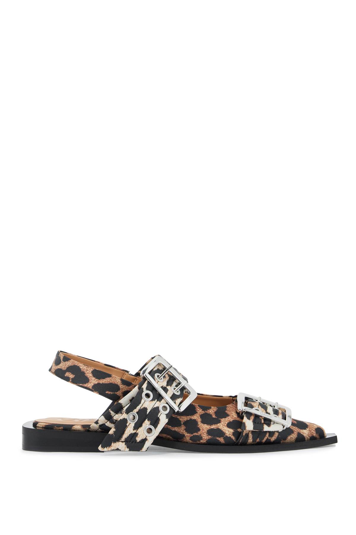 Shop Ganni Slingback Flats In Leopard (brown)