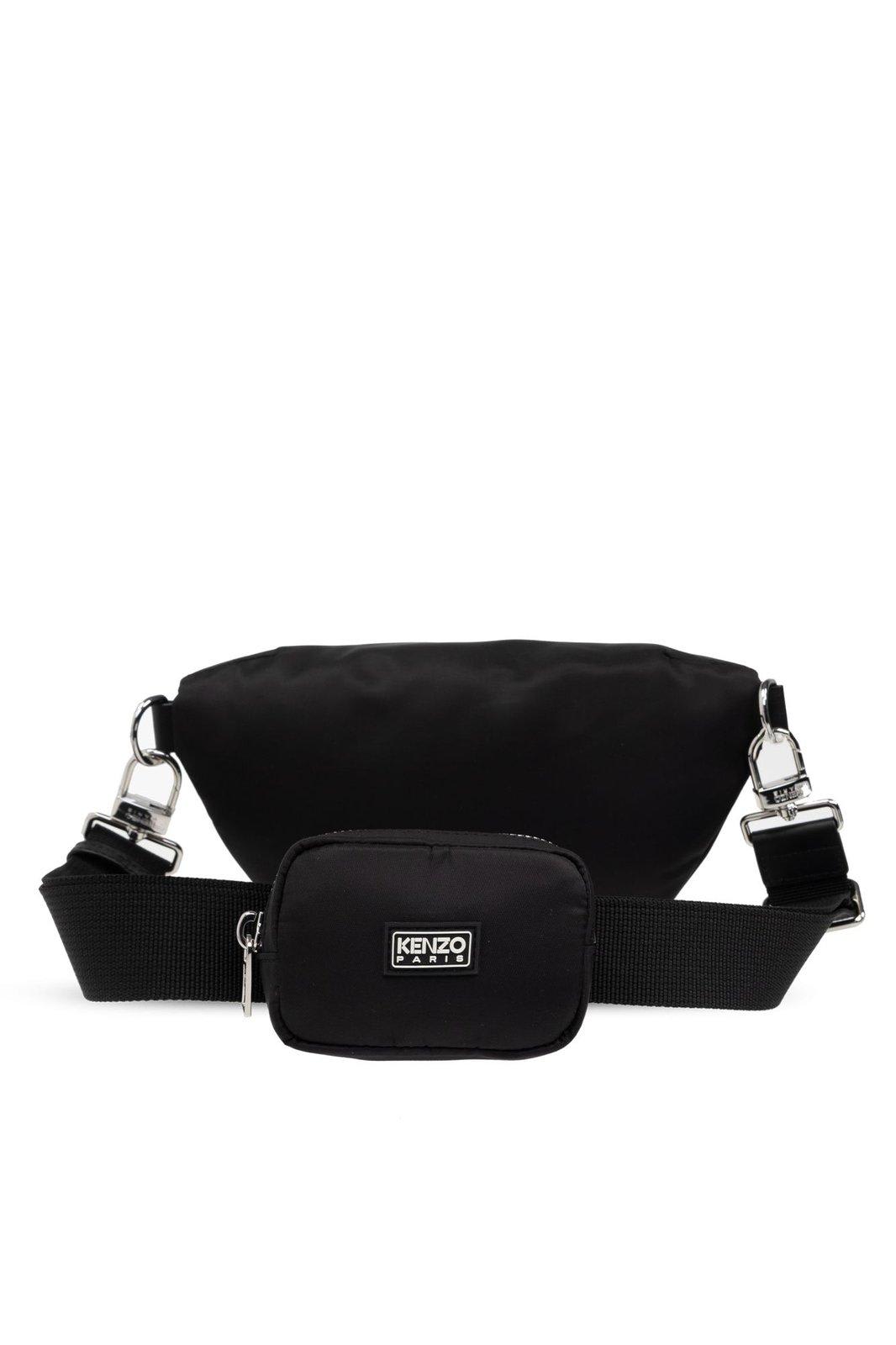 Shop Kenzo Logo Patch Zipped Belt Bag In Black