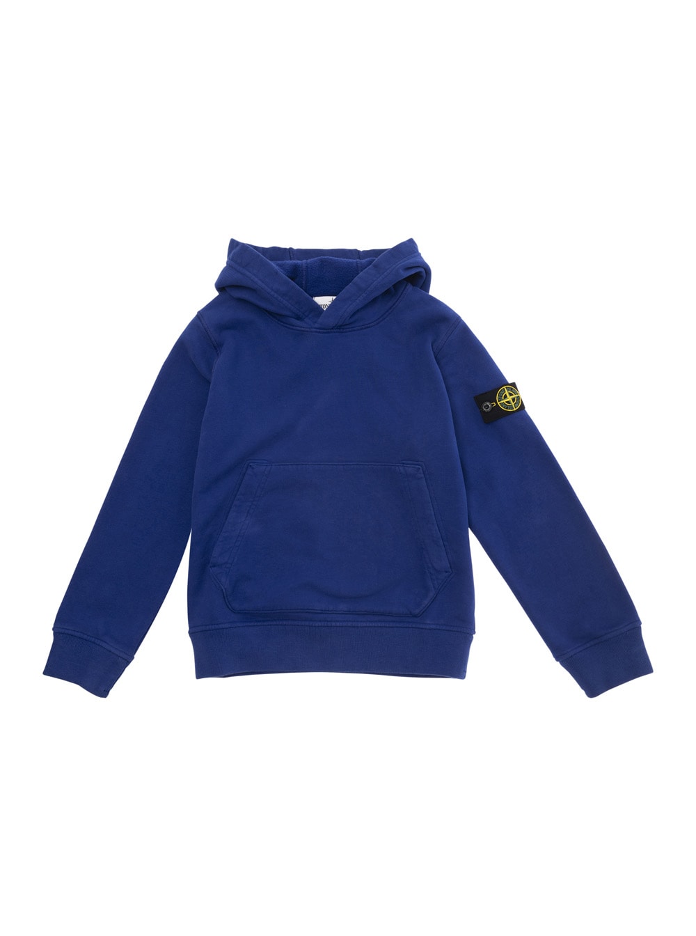 Shop Stone Island Junior Blue Hoodie With Logo Patch In Cotton Man