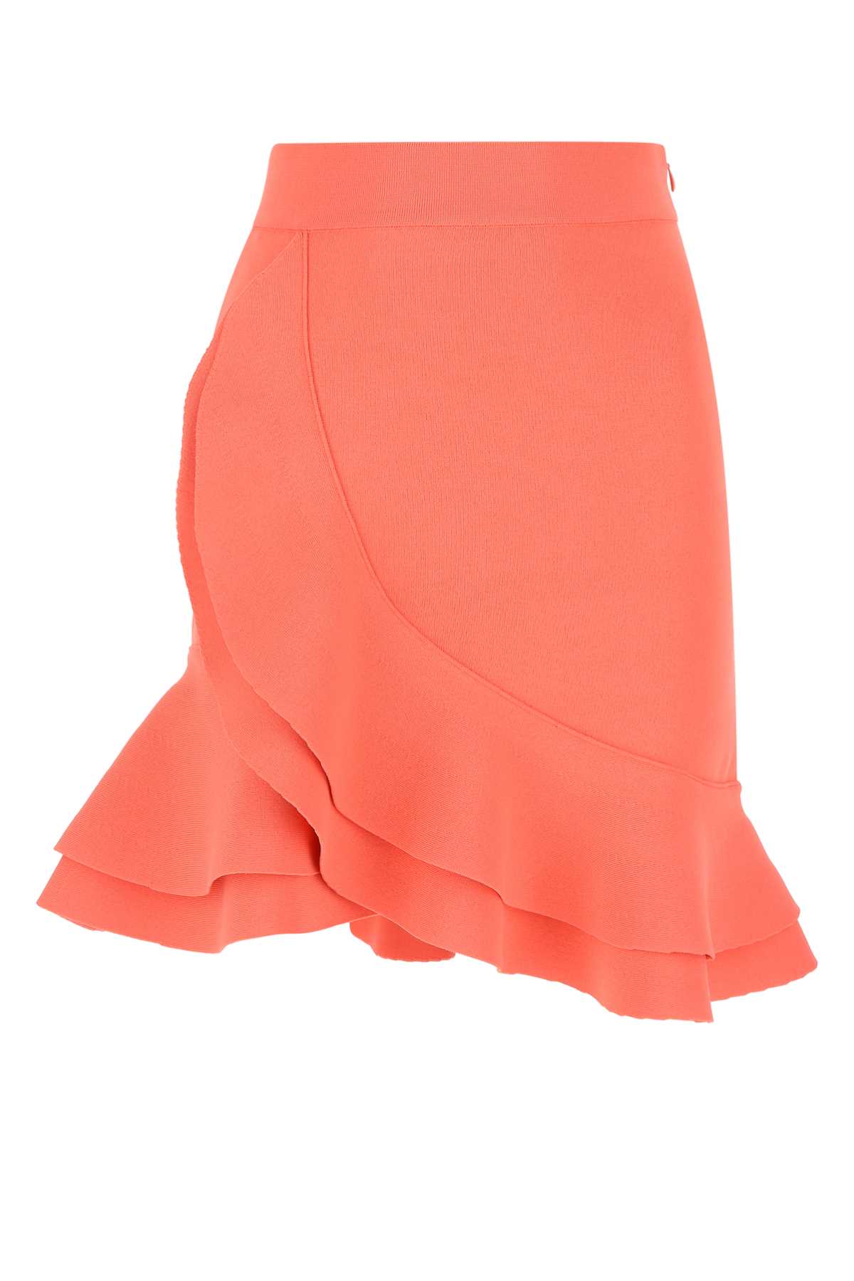 Shop Alexander Mcqueen Salmon Stretch Viscose Blend Mini Skirt In 6068