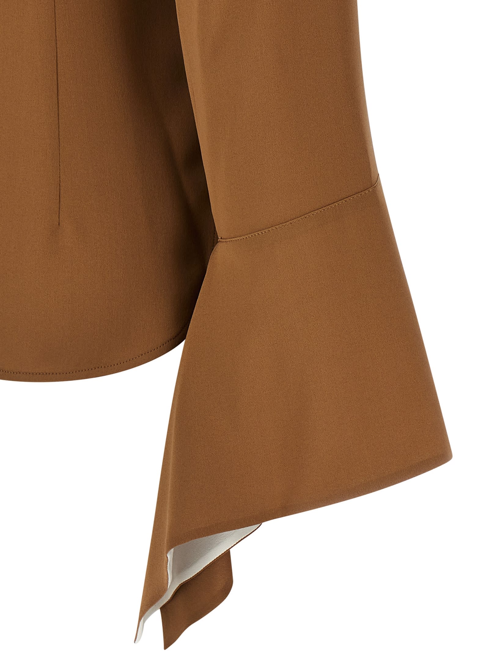 Max Mara Camel Silk Colour-block Shirt In Brown
