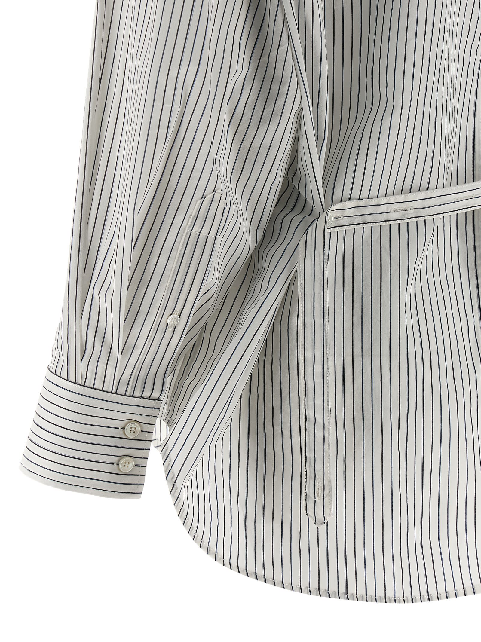 Isabel Marant Striped Long Sleeve Shirt With Adjustable Tie In Neutral