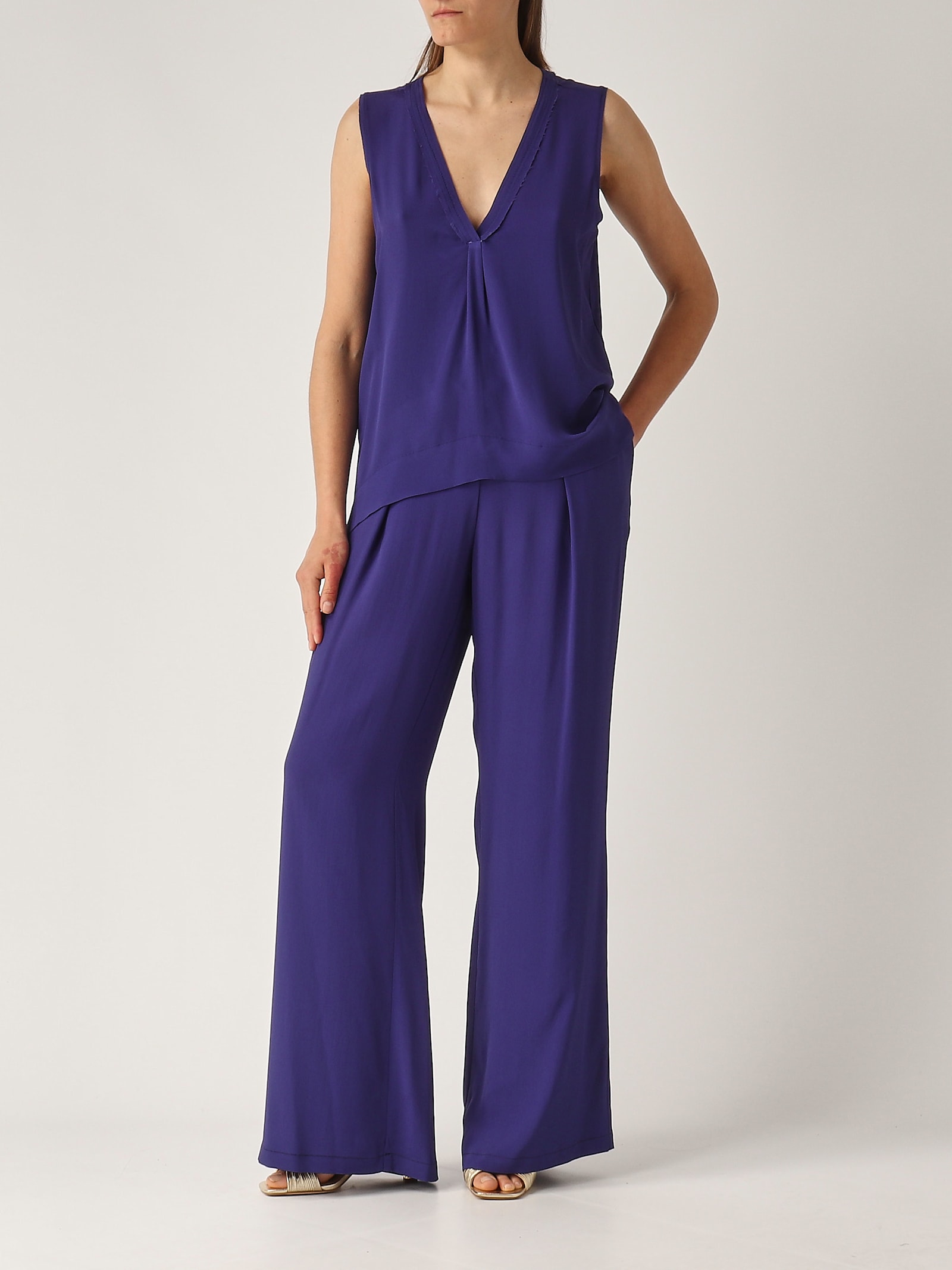Maliparmi Top Fluid Crepe Top-wear In Purple