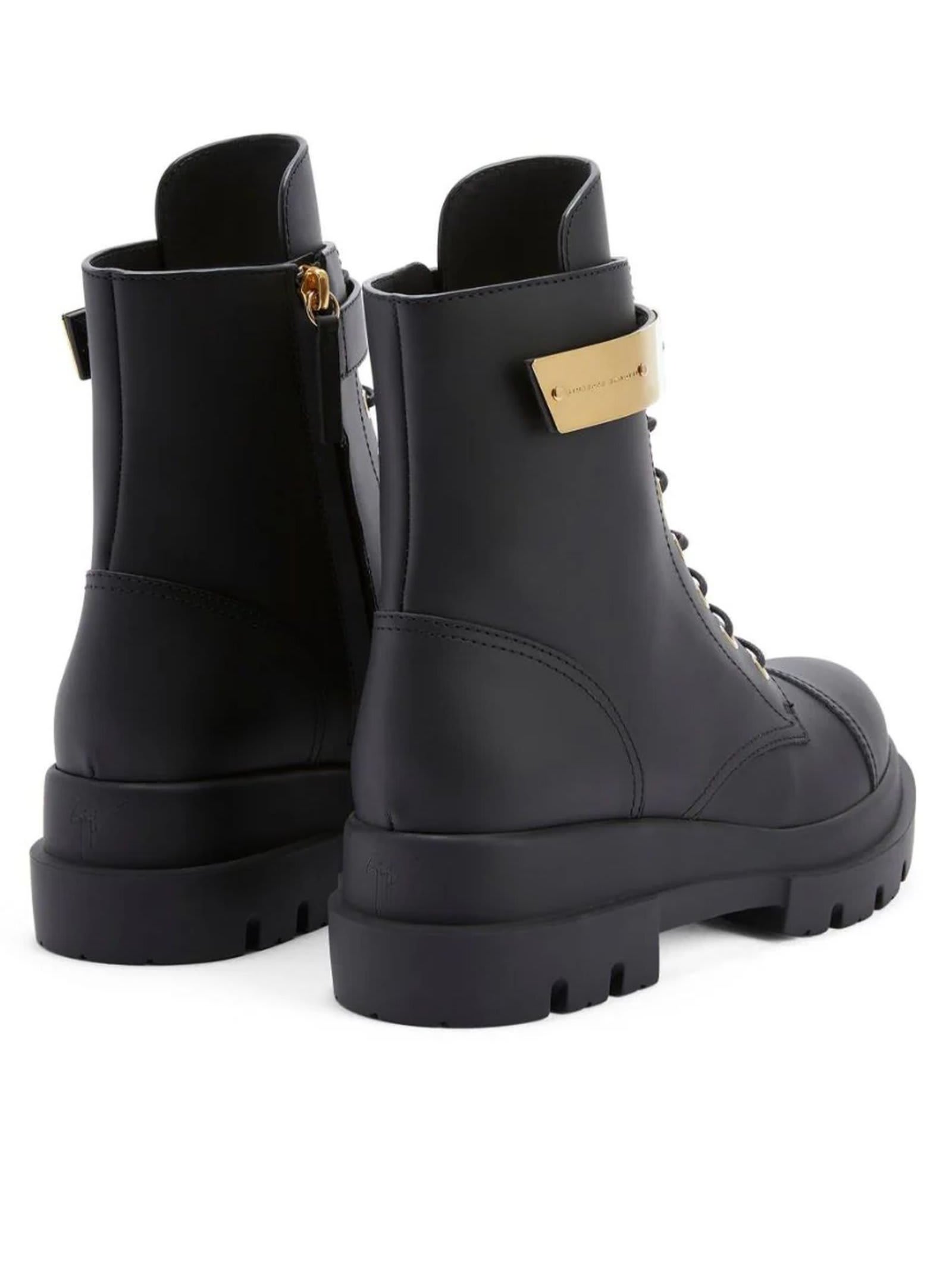 Shop Giuseppe Zanotti Lace-up Alexa Biker Boots In Black