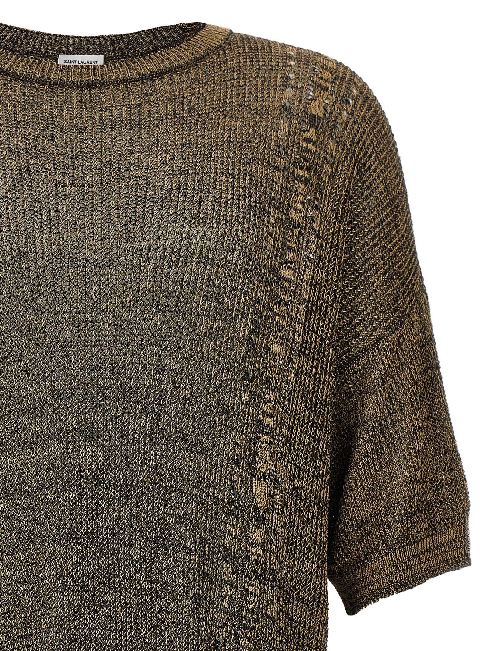 Shop Saint Laurent Gold Thread Sweater