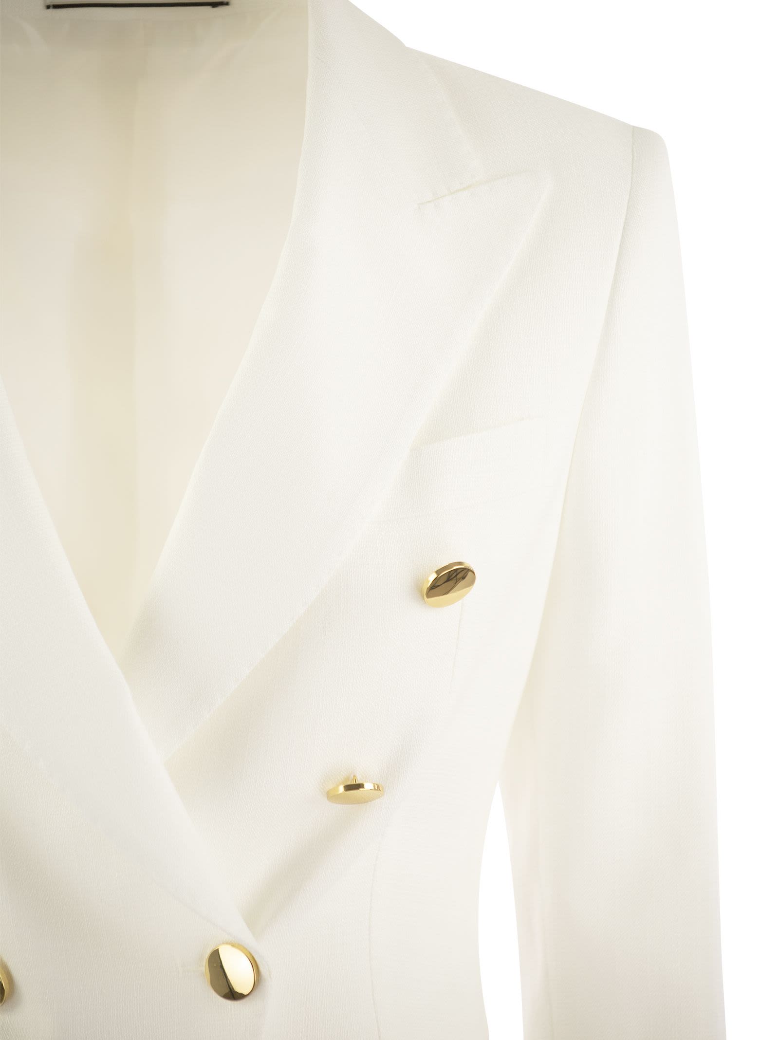Shop Tagliatore Alicya - Double-breasted Jersey Blazer In White