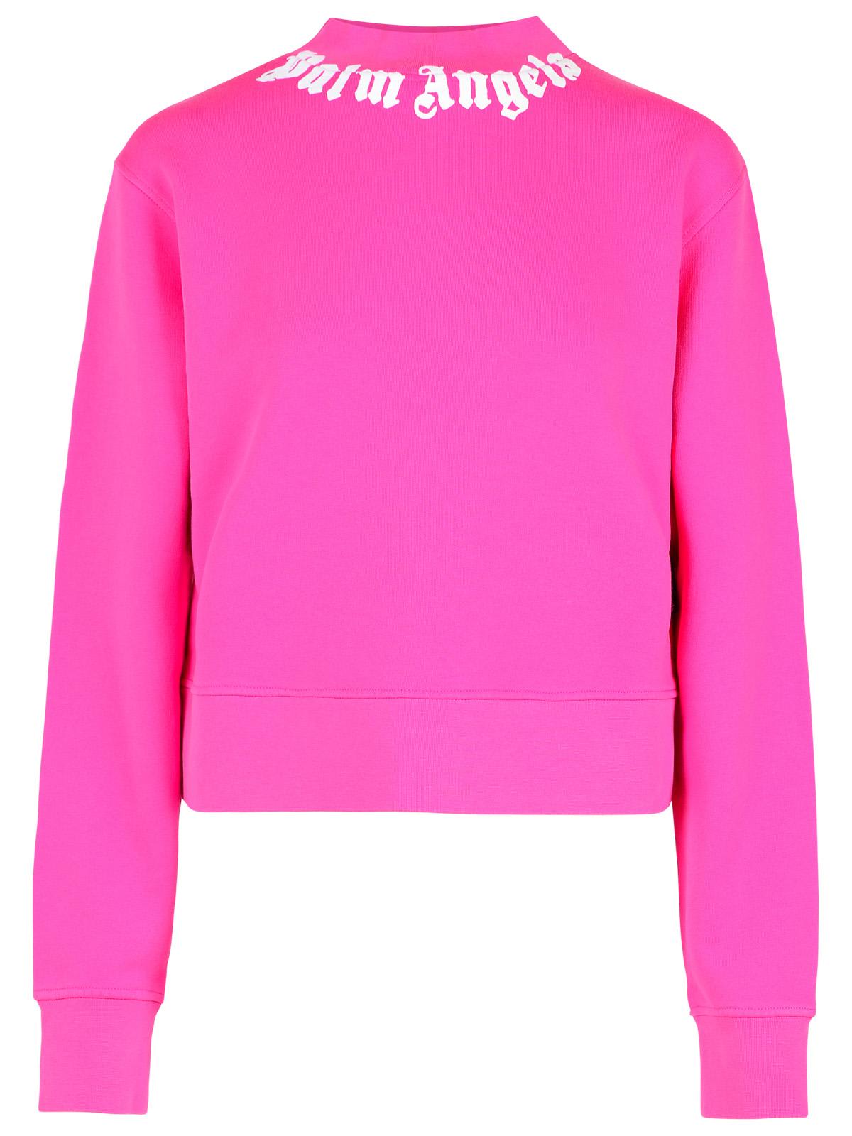 Shop Palm Angels Fuchsia Cotton Sweatshirt In Fucsia/off White