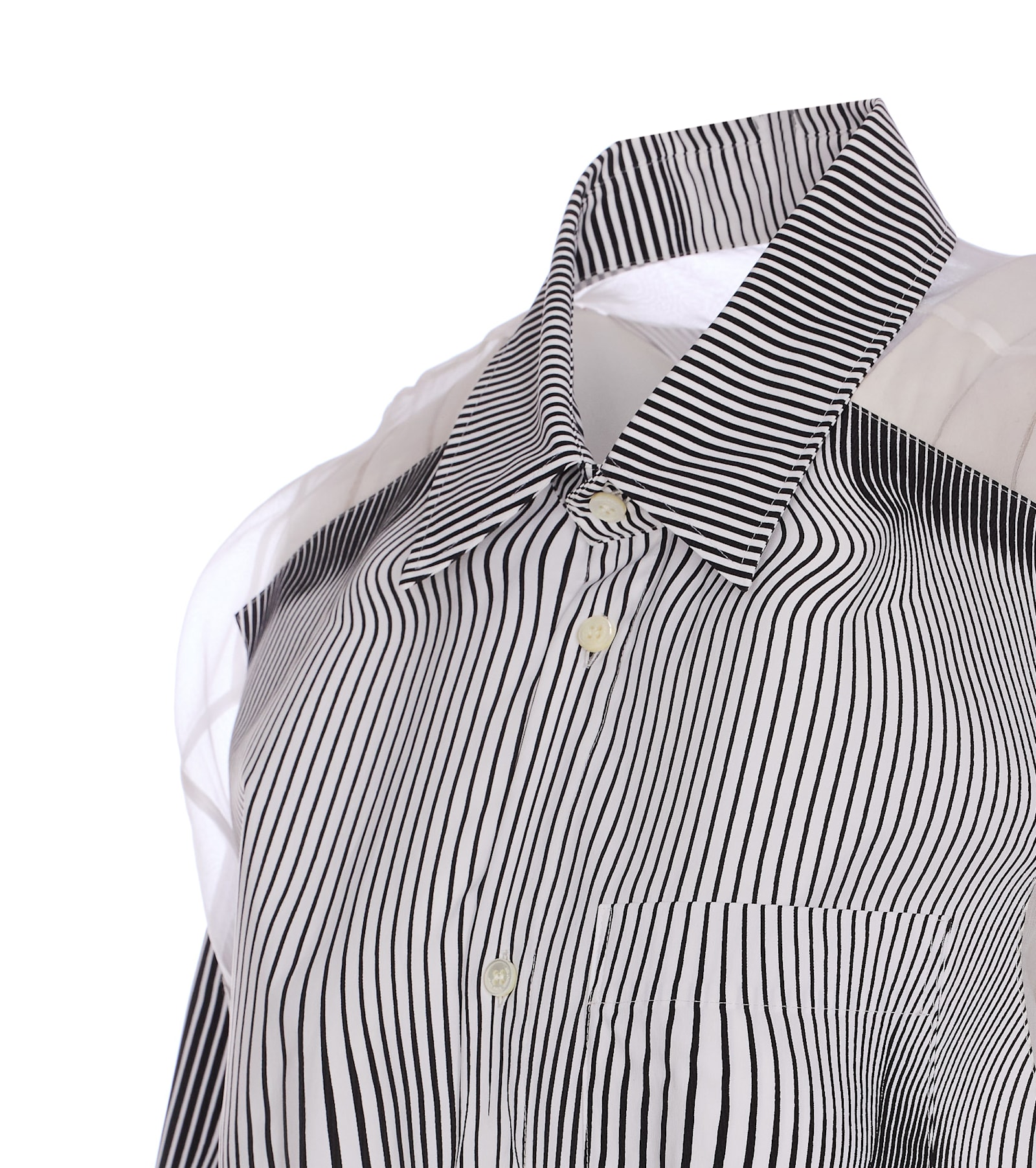 Jean Paul Gaultier Petit Grand Pinstripe Body Morphing Nylon Shirt Black And White