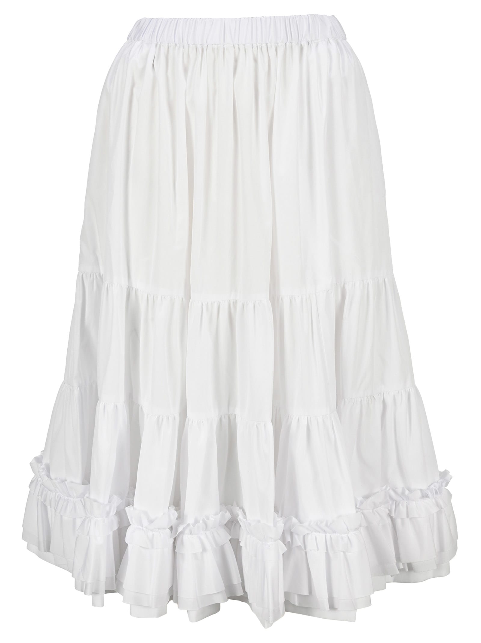 COMME DES GARCONS GIRL WHITE COTTON RUCHED DETAIL SKIRT,NGS010051C1