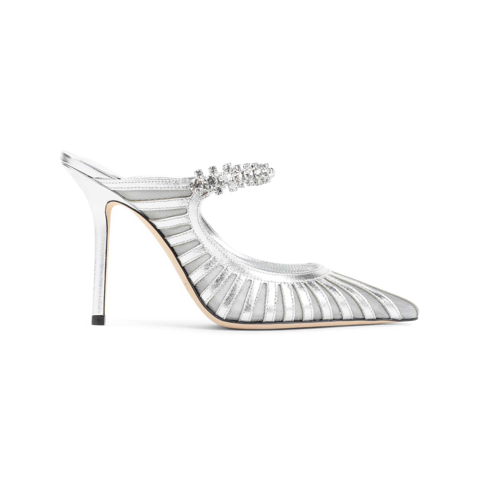 Jimmy Choo 100mm Bing Crystal-embellished Mules In White