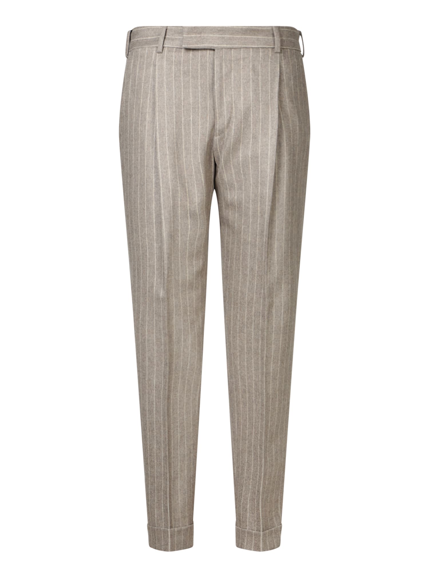 PT TORINO STRIPED BLUE STRETCH WOOL TROUSERS 