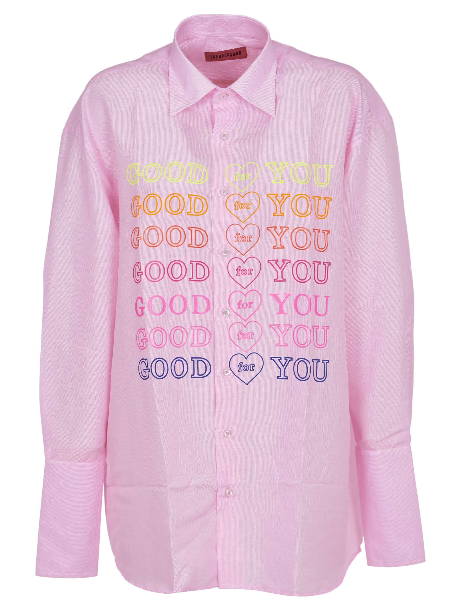 IRENEISGOOD PINK STRIPED GOOD FOR YOU SHIRT,21SS-IGSH 002BFUXIA