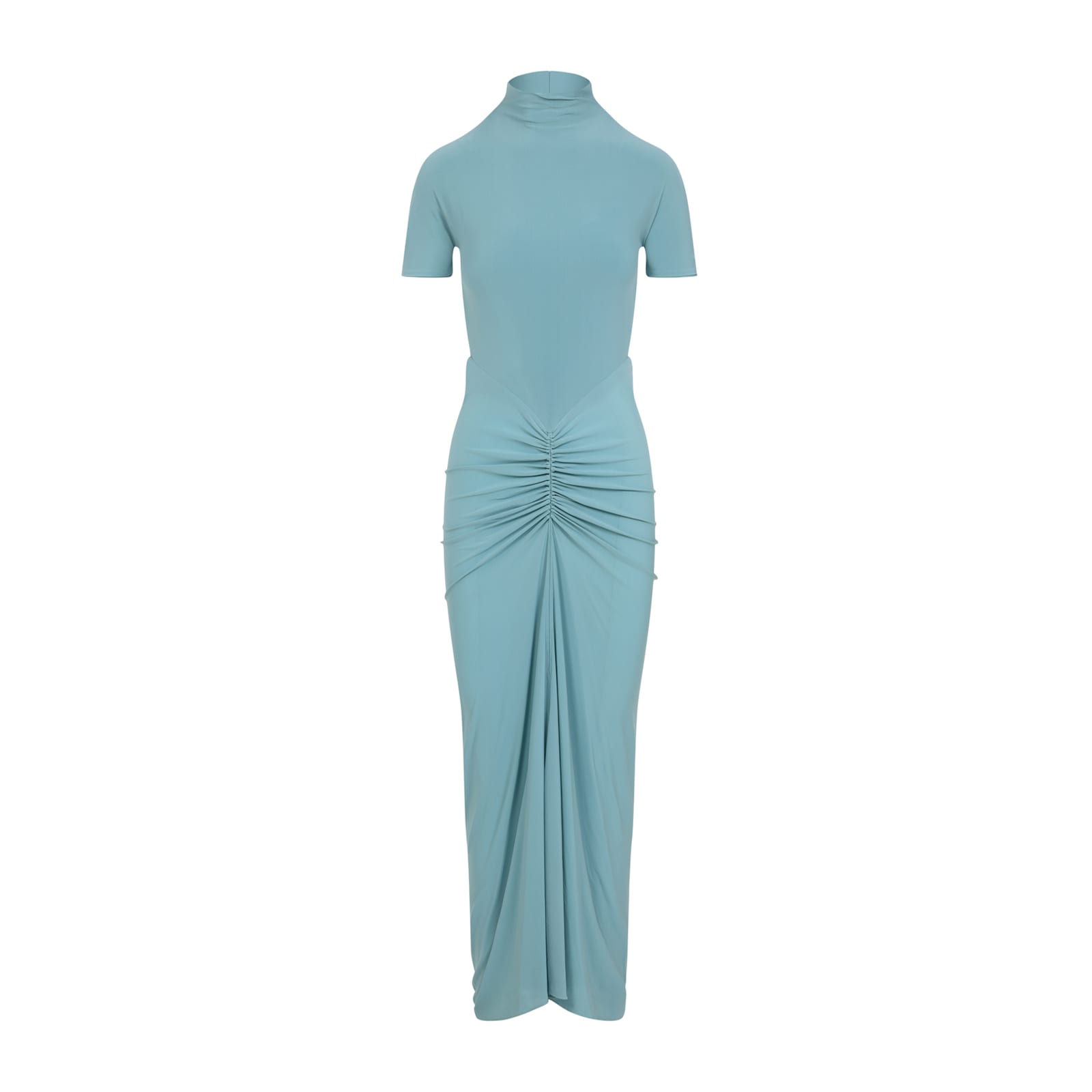 Alaïa Gathered Waist Midi Dress In Viscose Blend