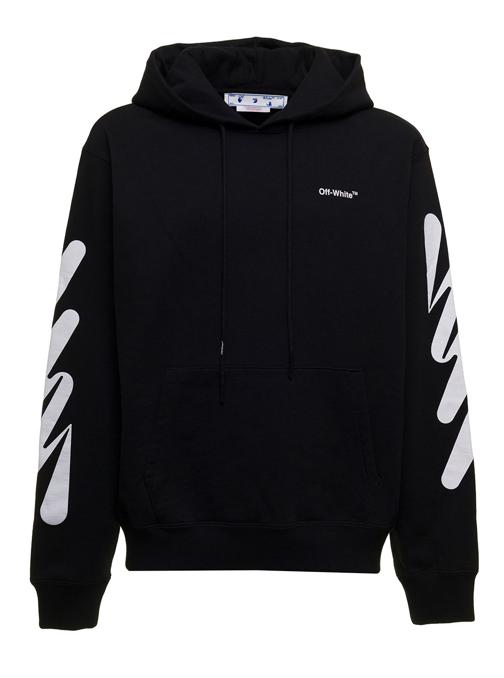 Off-white Off White Mans Wave Diag Black And White Jersey Hoodie In ...
