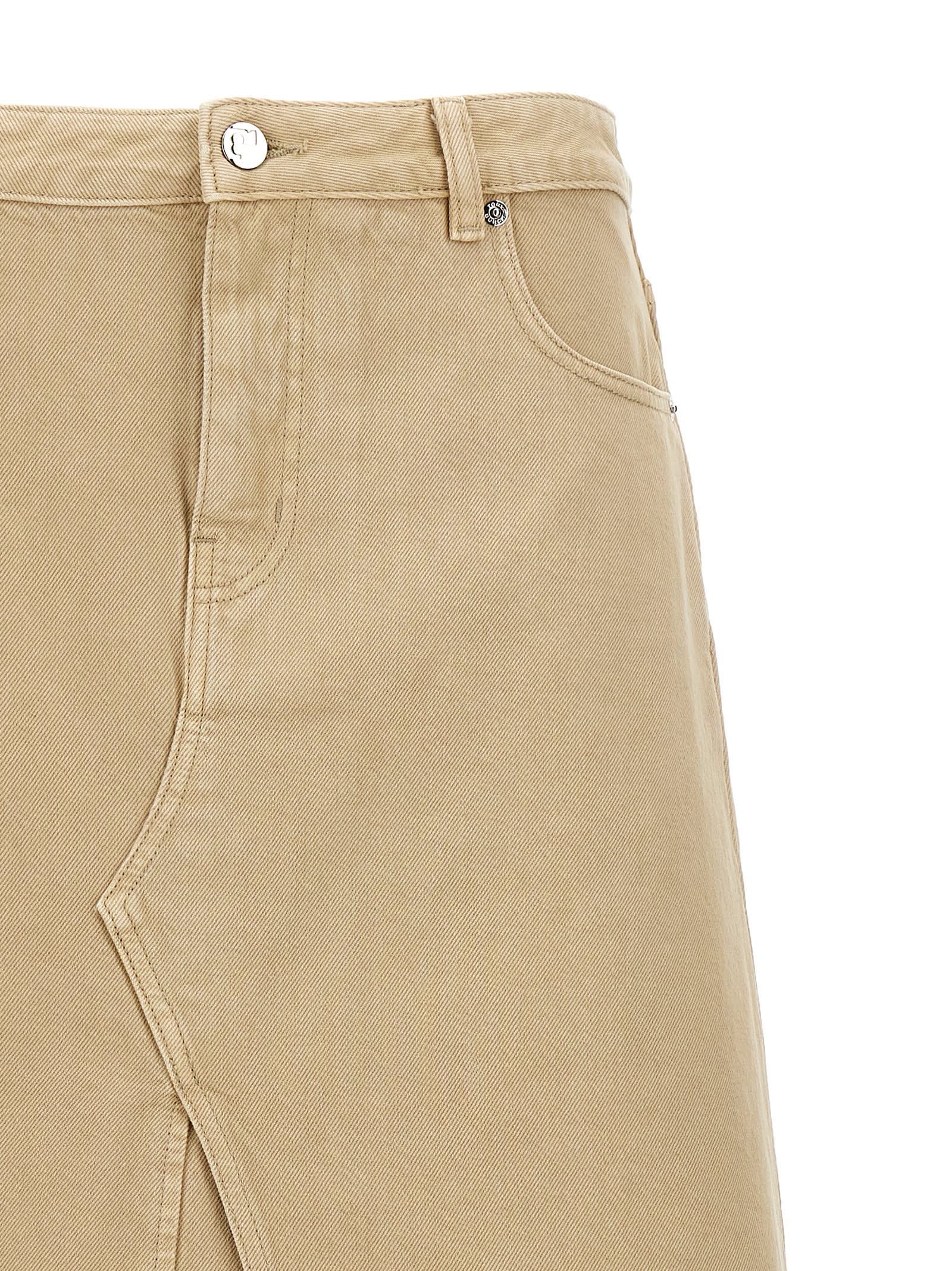 Shop Tory Burch Deconstructed Midi Skirt In Beige