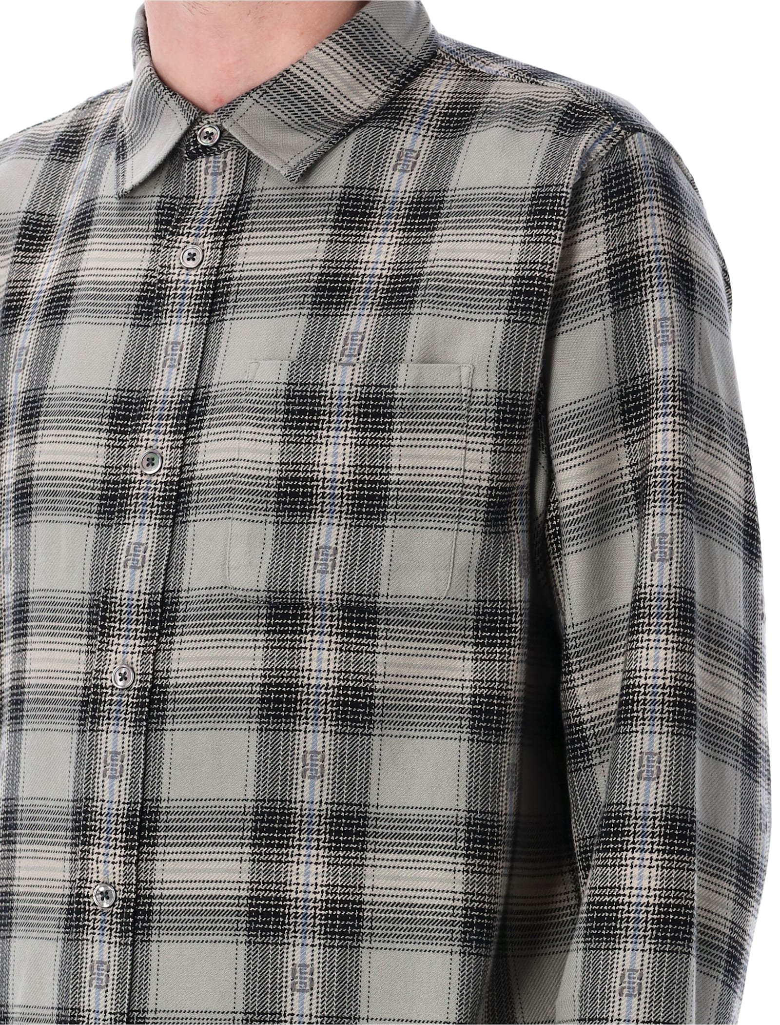 Stussy Motif Plaid Shirt In Gray