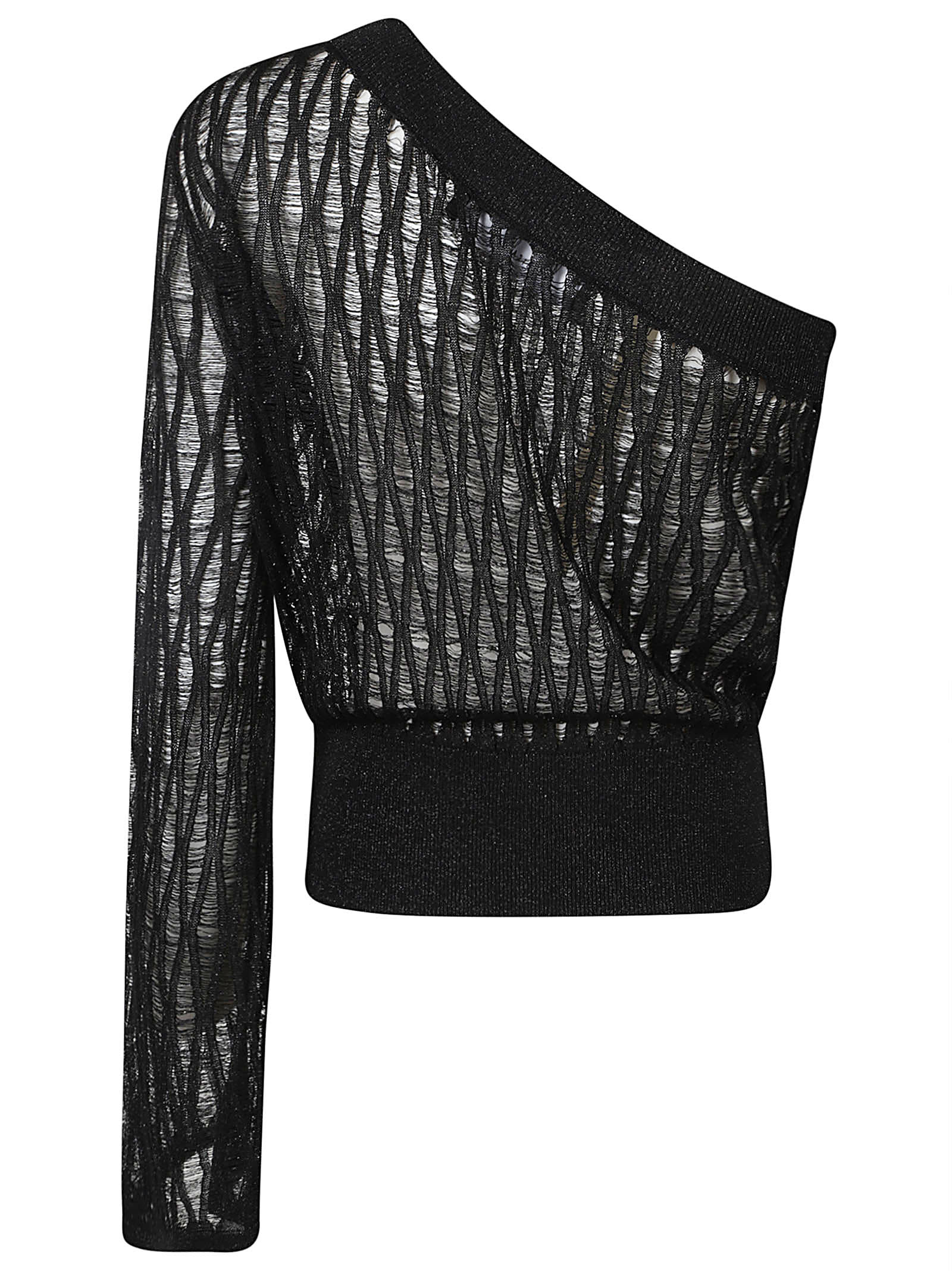 Shop Federica Tosi One-shoulder See-through Top In Black