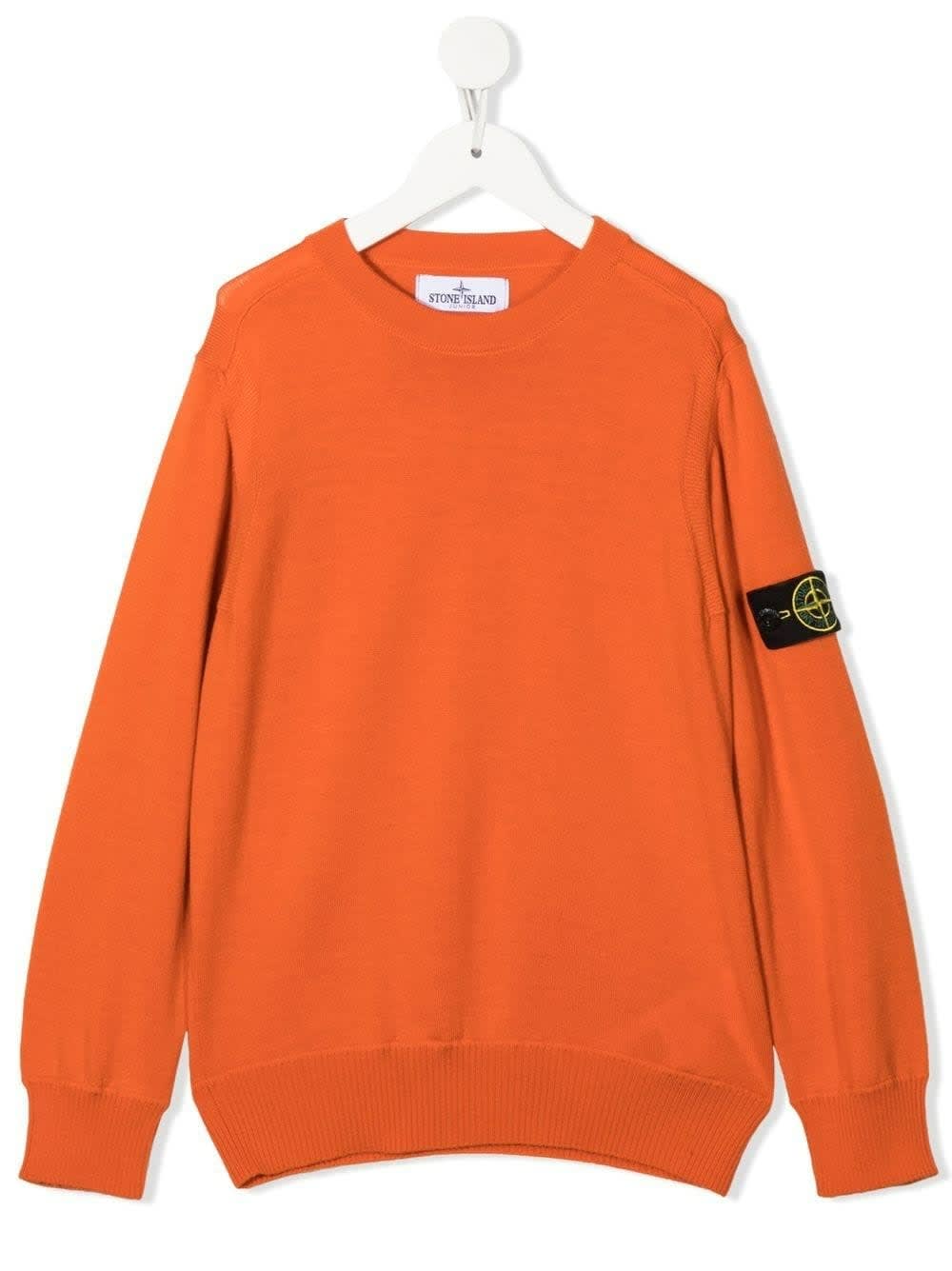 Stone Island Junior Kids Crew-neck Sweater In Orange Wool