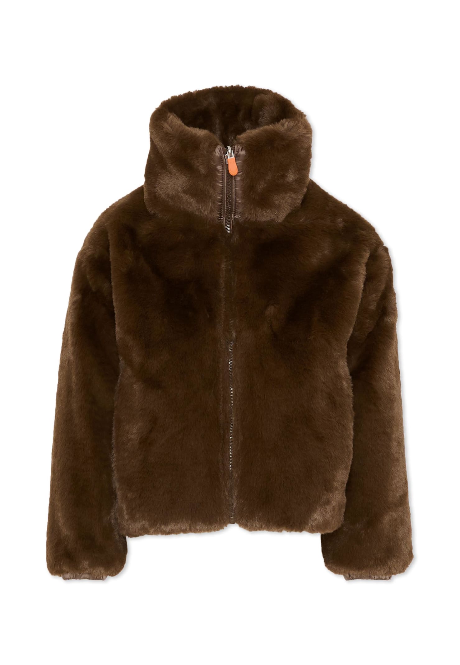 Save The Duck Brown Reversible Faux Fur For Girl In Brown