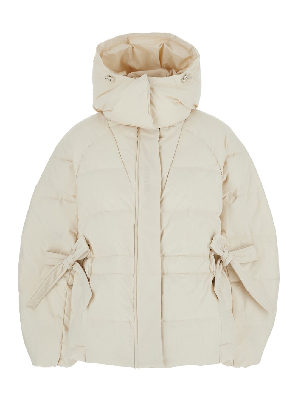 Shop Ganni Tech Seersucker Oversized Puffer Jacket In White