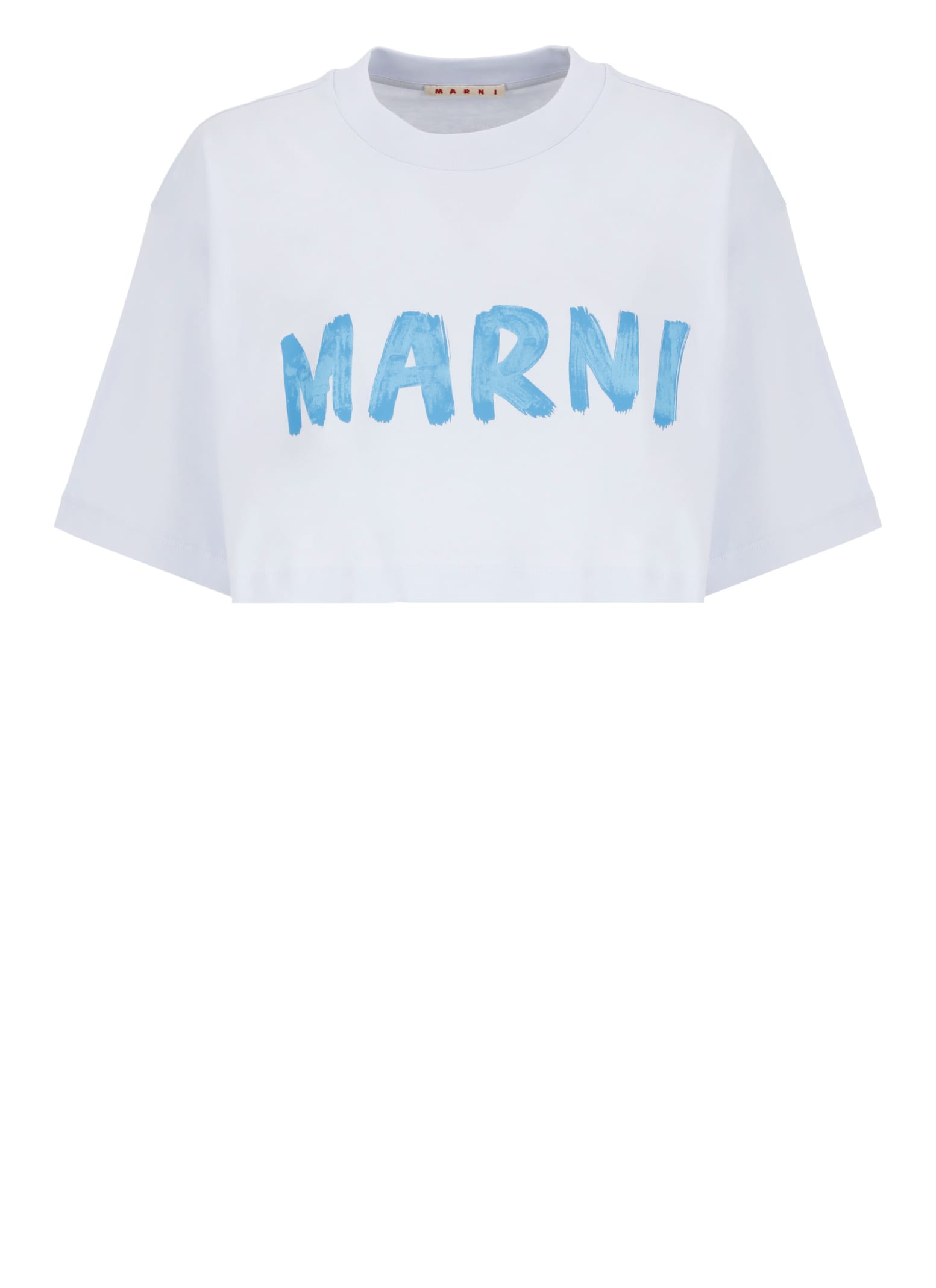 Shop Marni T-shirt With Logo In Light Blue