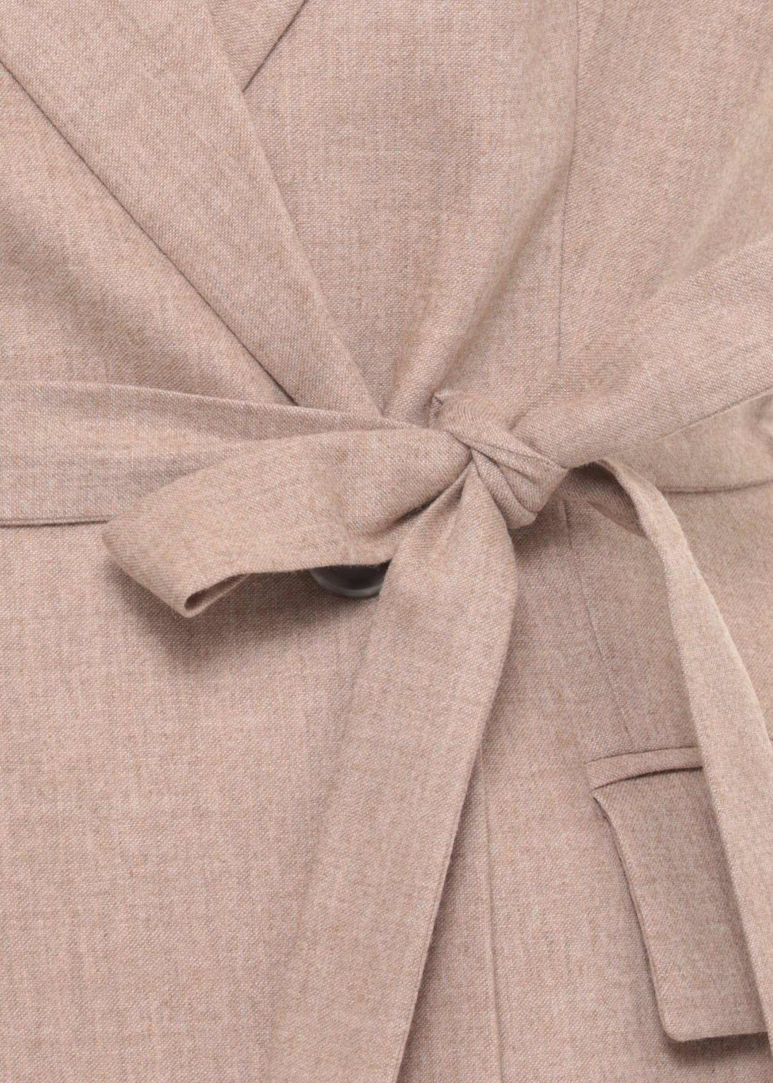 Peserico Wool Blazer With Notched Lapels And Belt In Brown