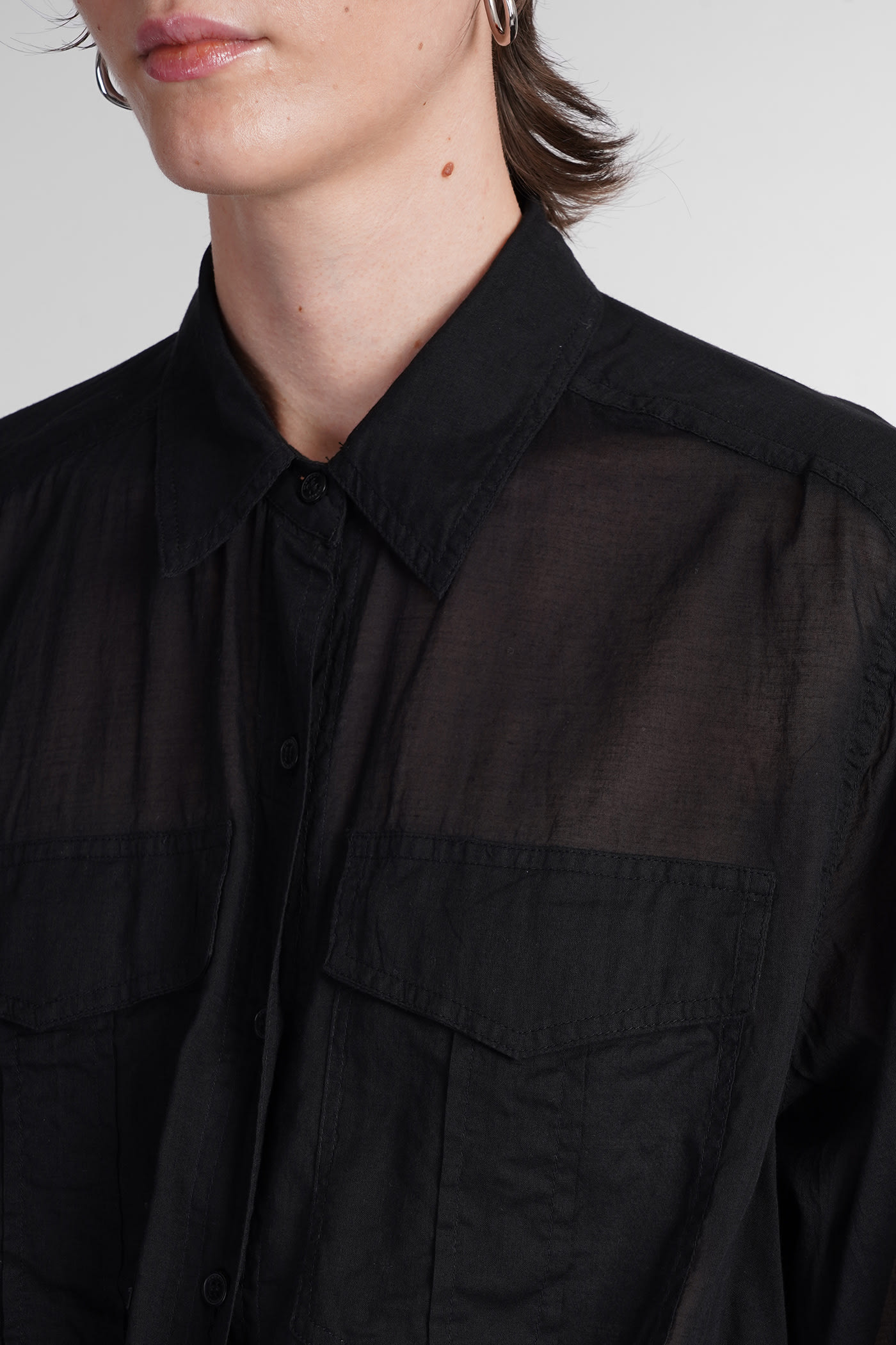 MARANT ETOILE NATH SHIRT IN BLACK COTTON 