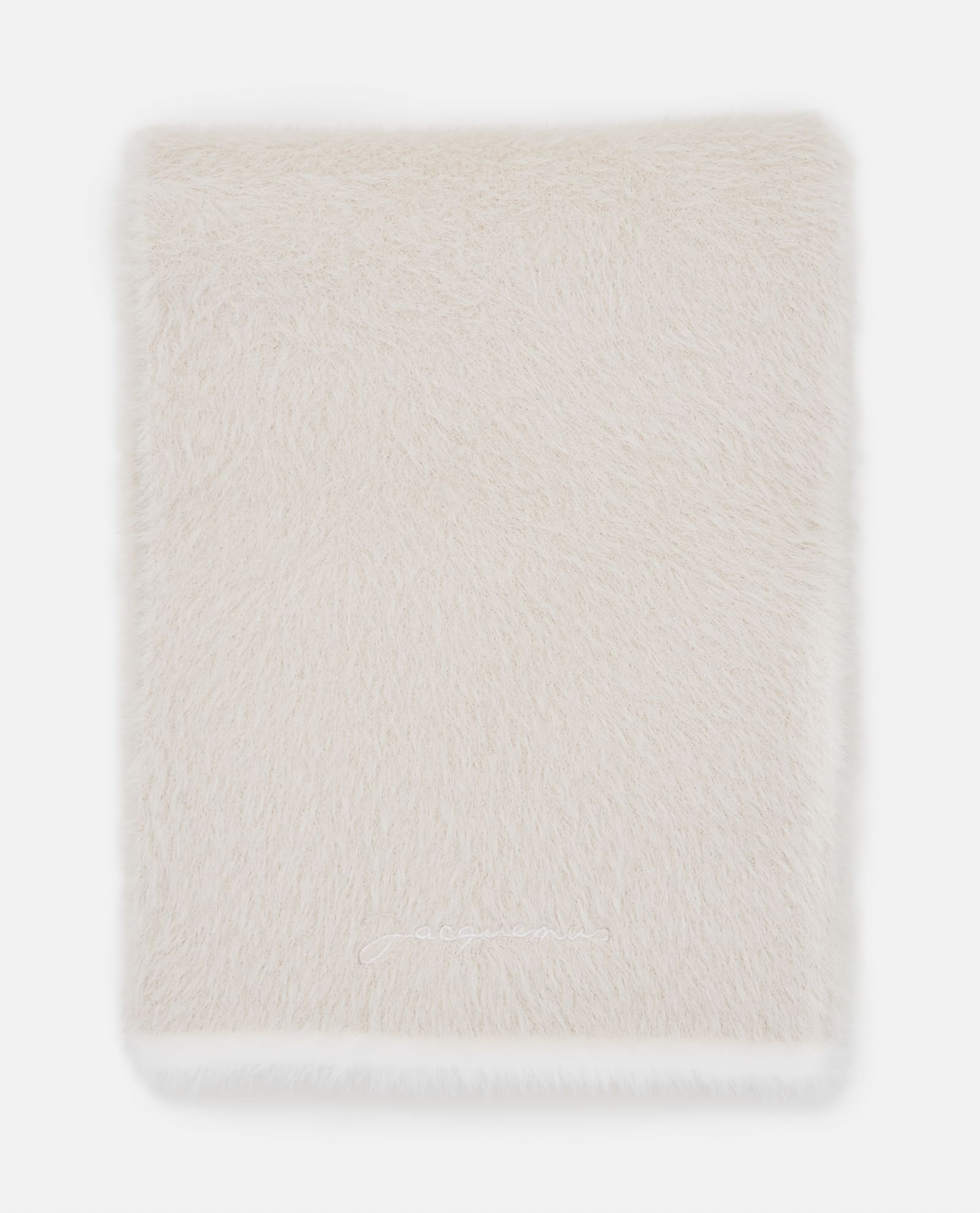 Shop Jacquemus Lecharpe Neve Fluffy Scarf In White