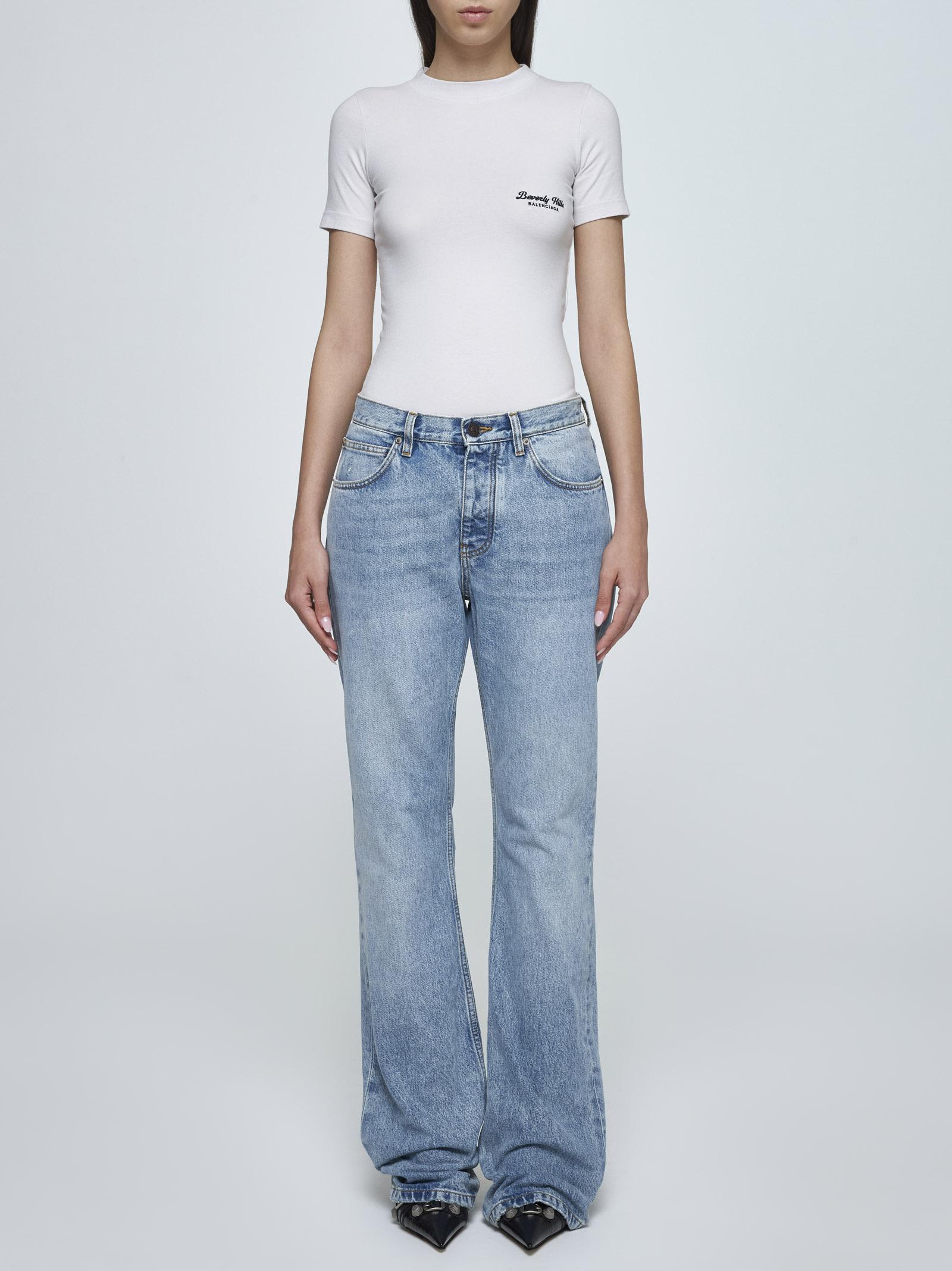 Shop Balenciaga Beverly Hills Stretch Jersey T-shirt In White