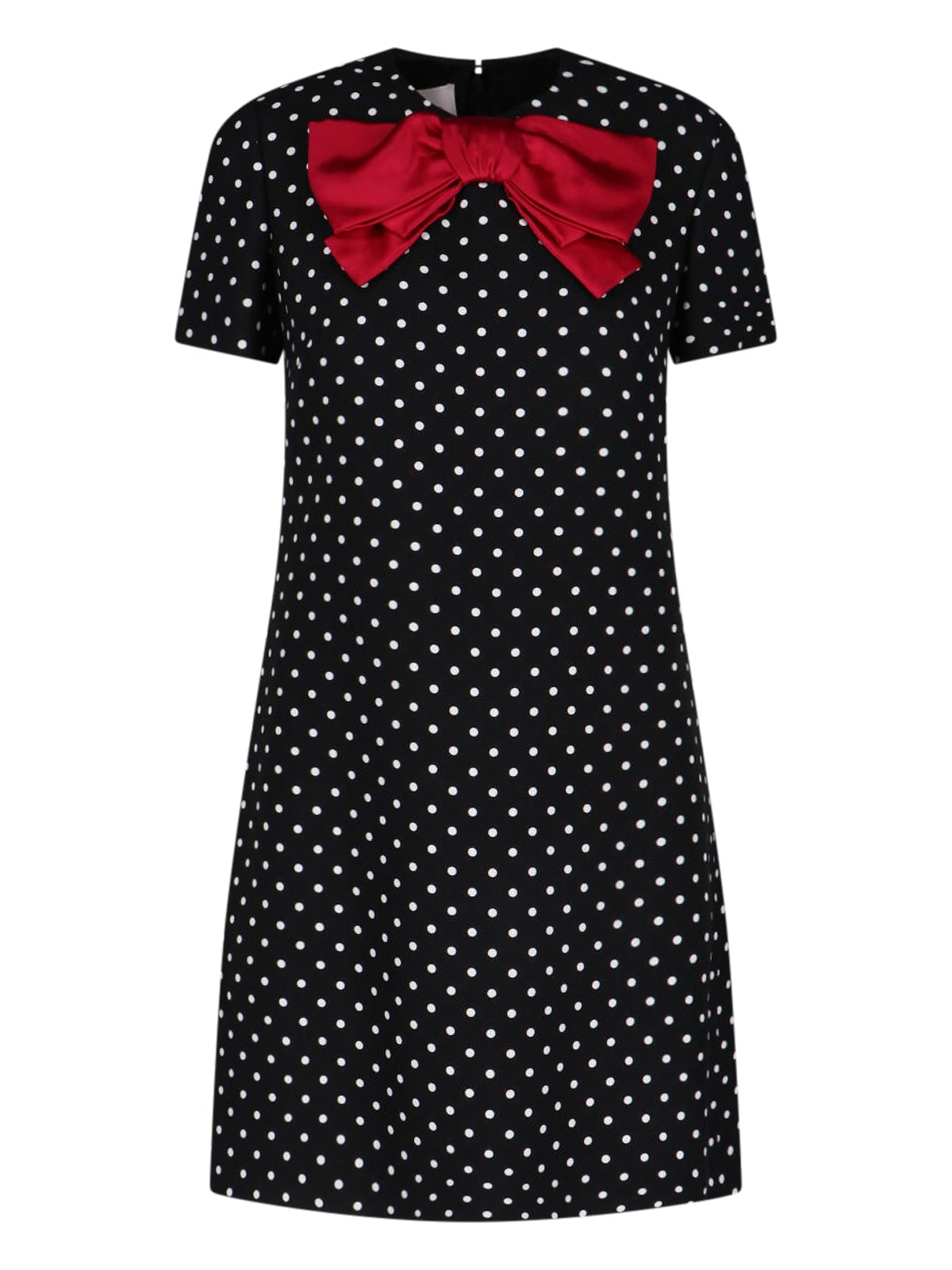 Valentino Polka Dot Mini Dress With Bow