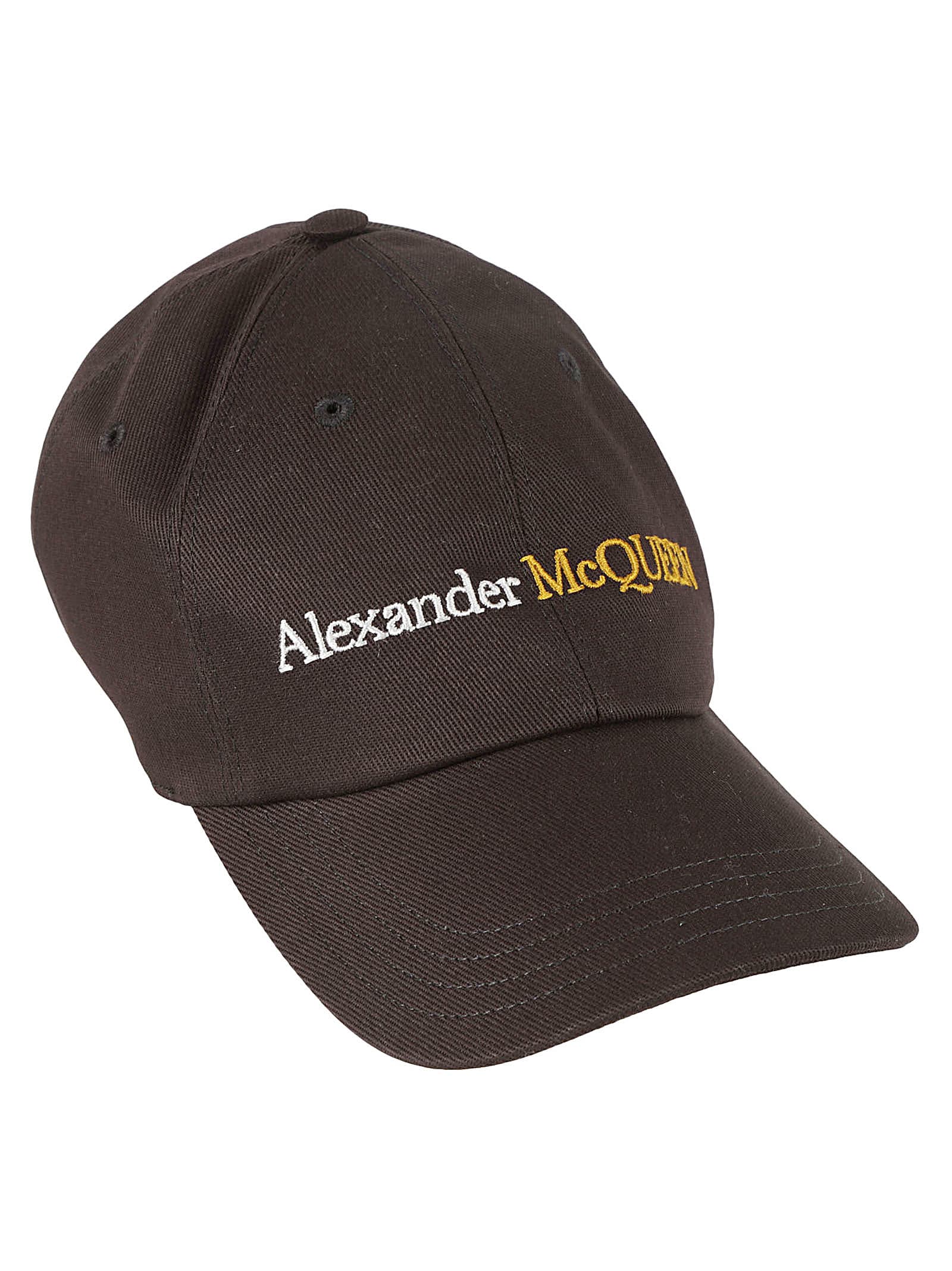 Alexander Mcqueen Classic Logo Cap In Black/gold