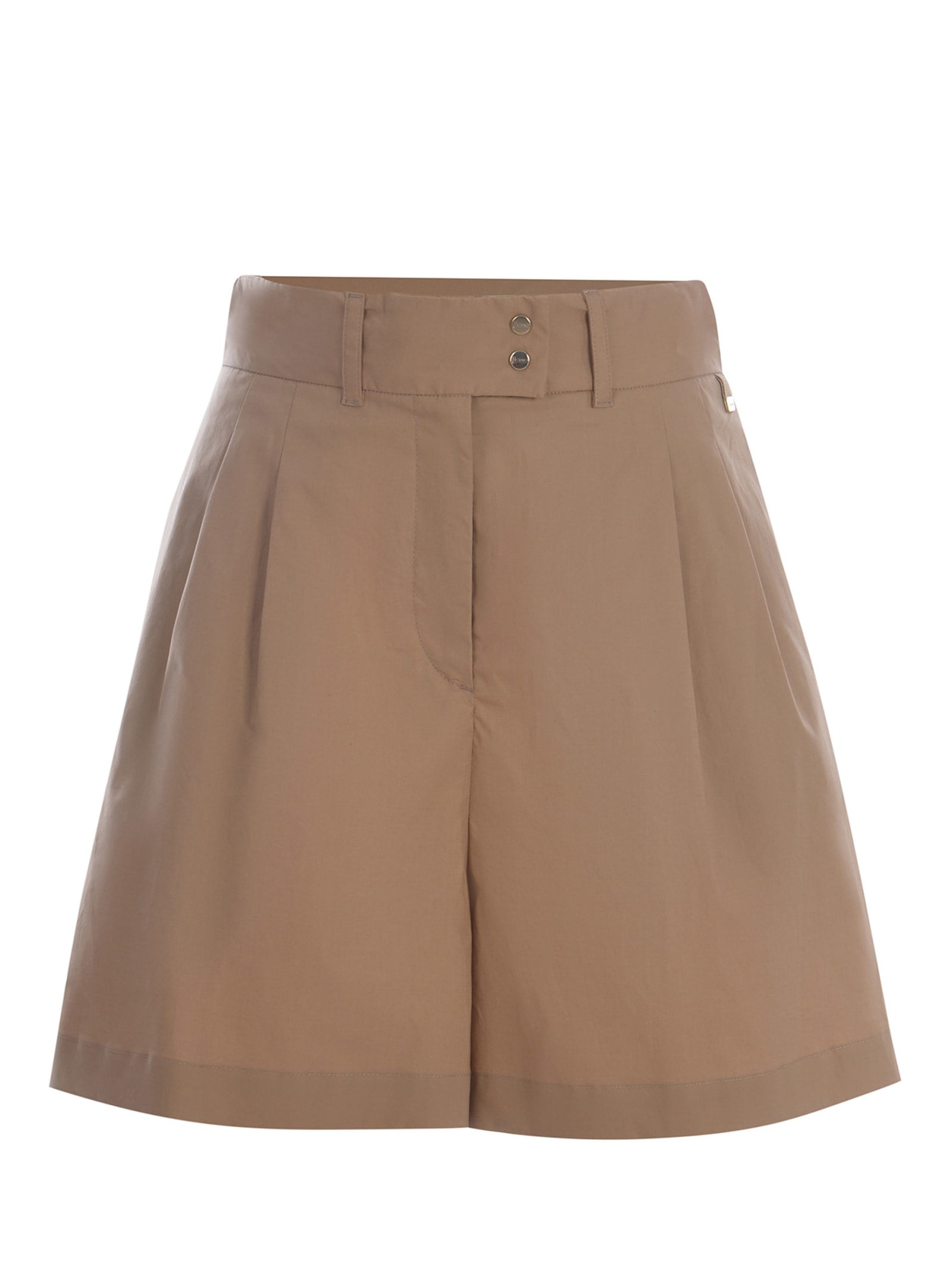 Shop Herno Shorts  Made Of Cotton In Cammello